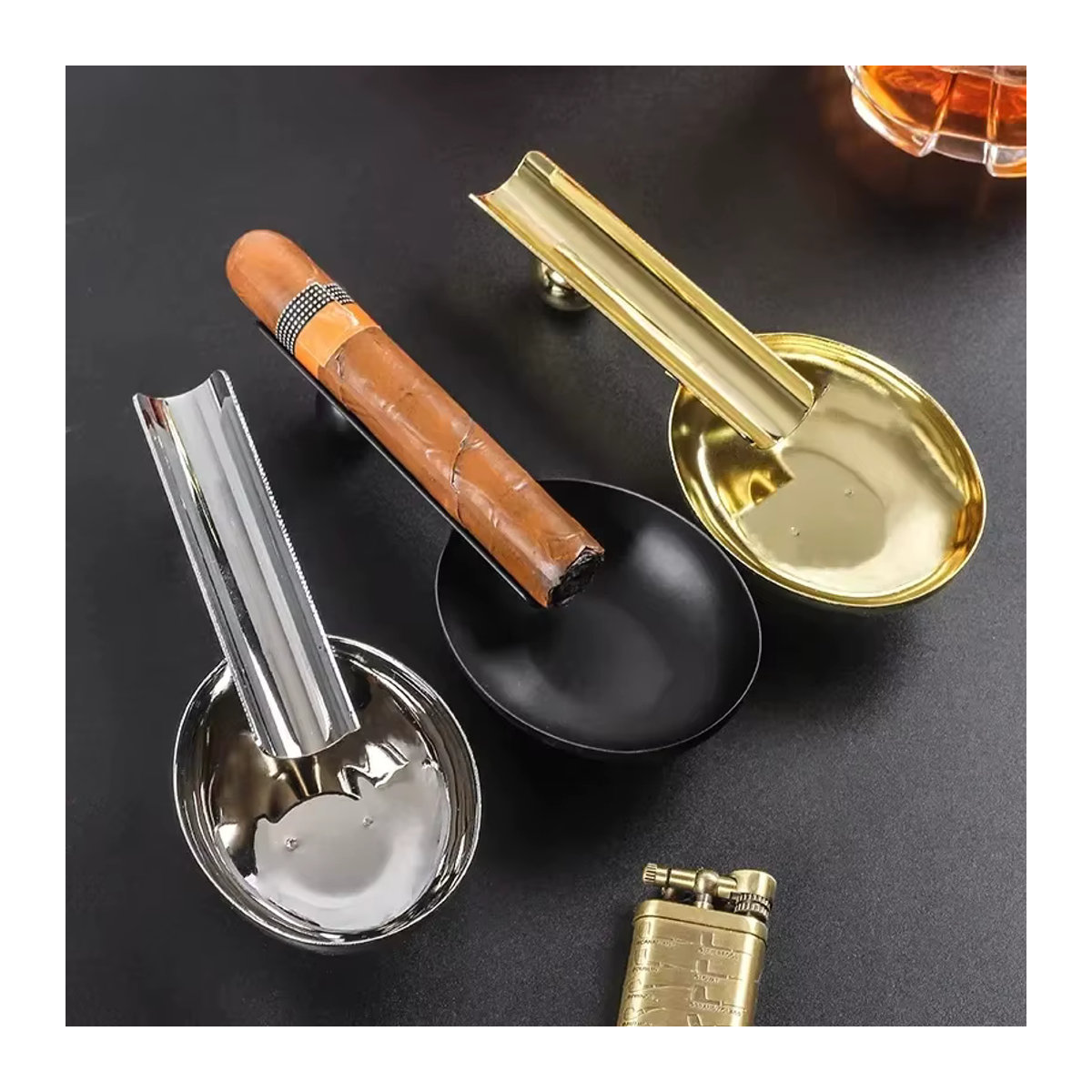 MOONSHADE SMOKING Aschenbecher in Löffel-Stil aus Edelstahl für Zigarren und Zigaretten in Schwarz und Silber - Bild 6