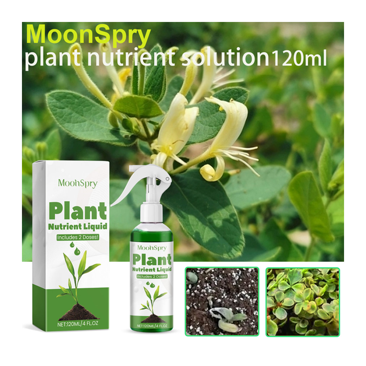 MOONSPRY Bio-Topfpflanzen-Nährstoffflüssigkeit All-in-One-Wachstumsverstärker für Blumen, grüne Blätter und Hydrokultur 100 ml - Bild 1