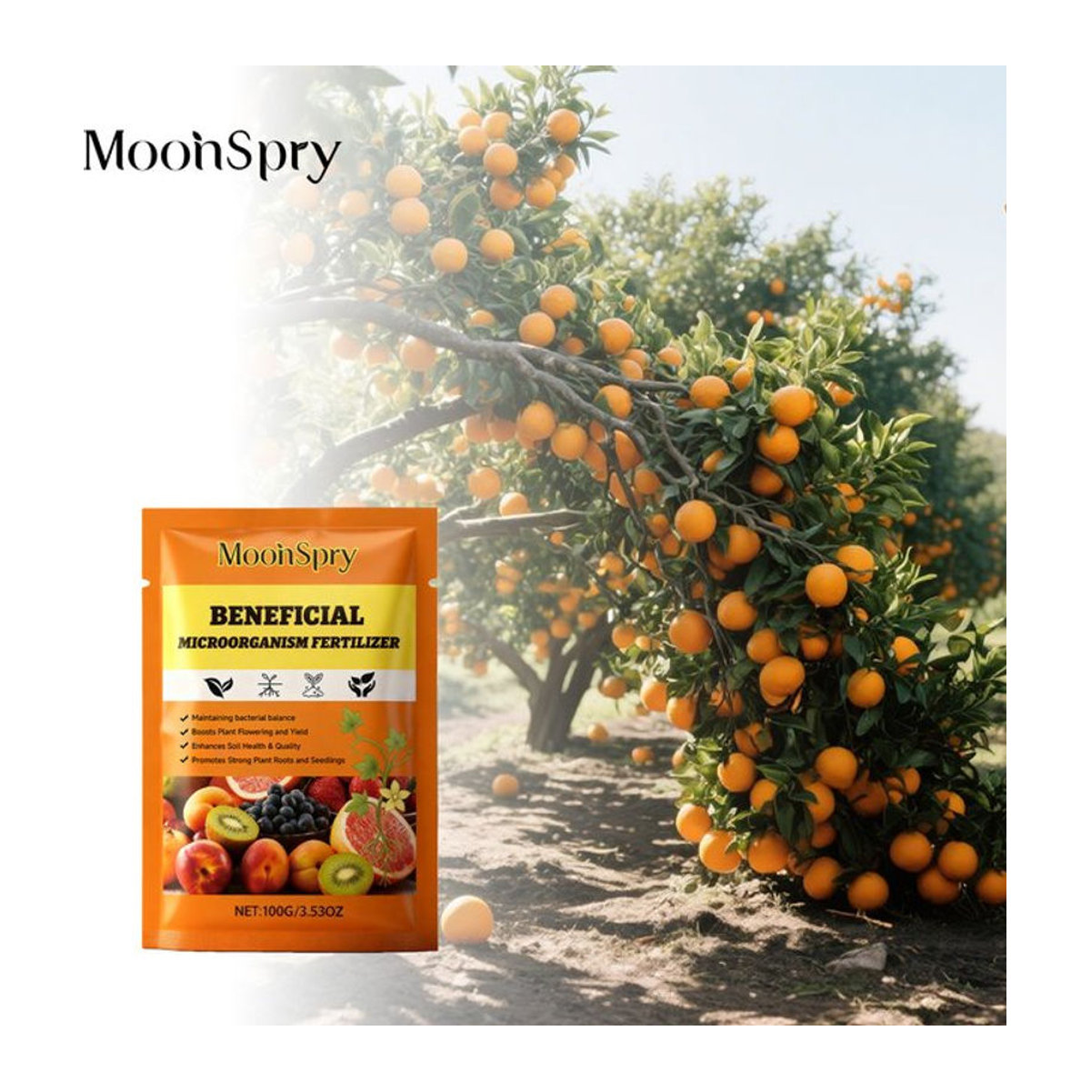 MOONSPRY Pflanzenwachstumsdünger Microbiota-Balance in Orange zur Förderung der Blüte und Ernte - Bild 1