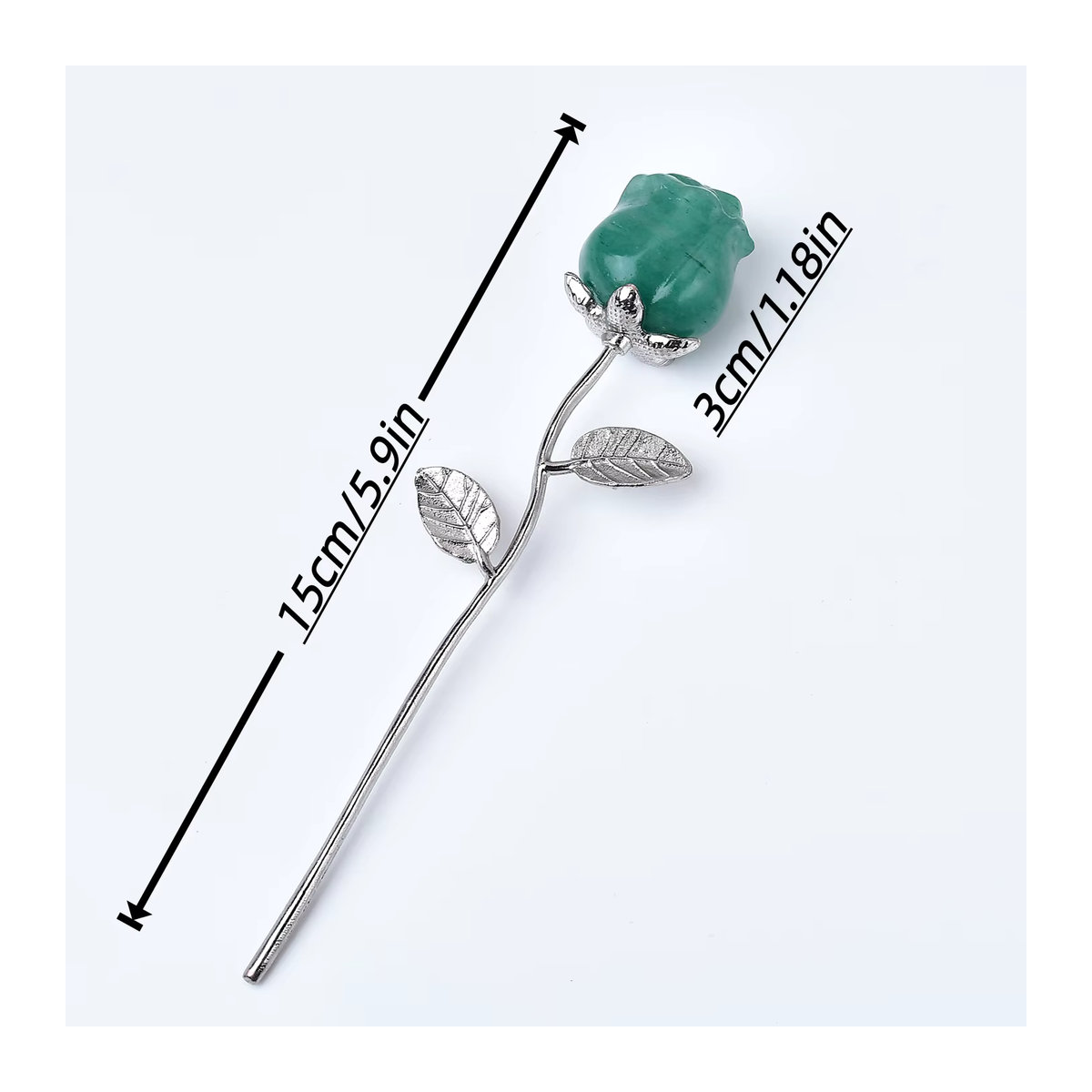 Moosachatst Rosenblütenknospe aus Naturkristall als Worry Stone in Grün und Weiß - Bild 1