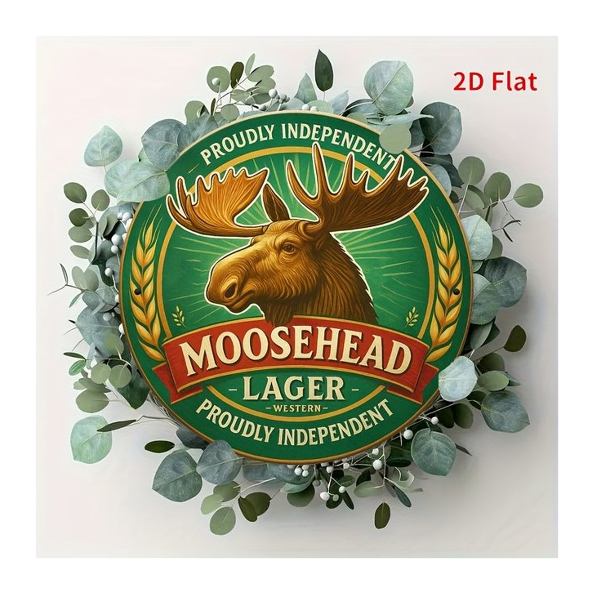 Moosehead Vintage Lager Bier Schild aus Metall in Grün-Braun, Quadratische Wandkunst B: 20,32 cm, H: 20,32 cm - Bild 1