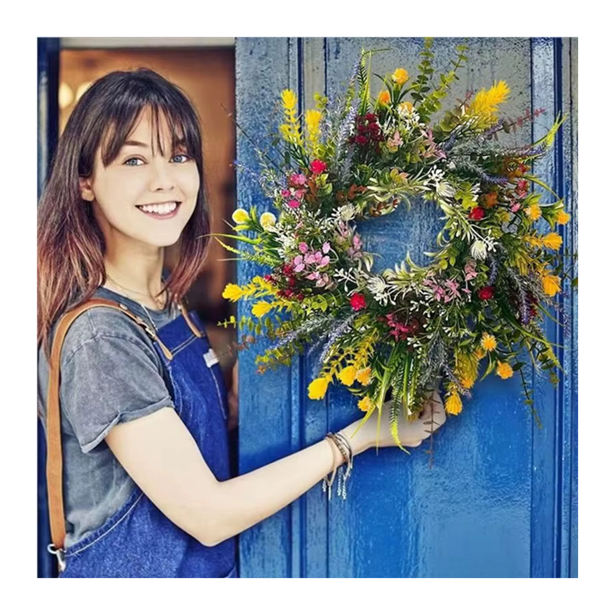 MOPHE Rundes Blumenkranz-Set für den Außenbereich, Mehrfarbig, Durchmesser: 35,05 cm - Bild 2