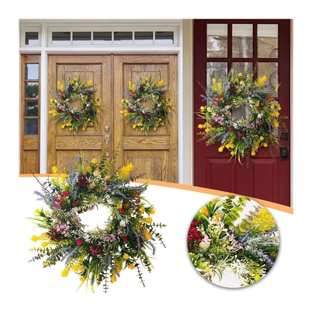 MOPHE Rundes Blumenkranz-Set für den Außenbereich, Mehrfarbig, Durchmesser: 35,05 cm - Bild 3