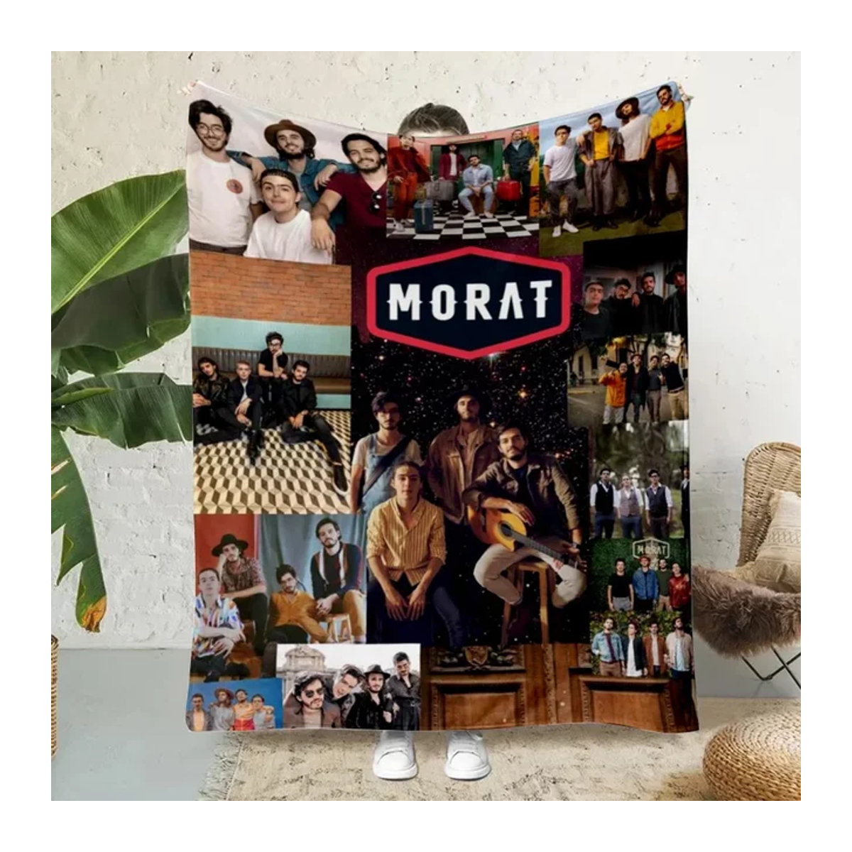 Morat Music Band bedruckte Überwurfdecke in Mehrfarbig, weich und wärmend - Bild 1