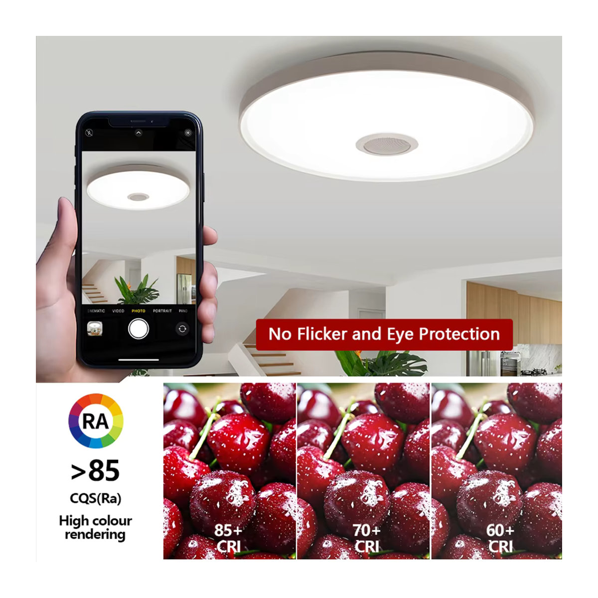 Morden Tuya Smart RGB LED Deckenleuchte mit Lautsprecher, 45W, dimmbar, App-Steuerung und Fernbedienung, runde Deckenlampe in Weiß und Bunt - Bild 5