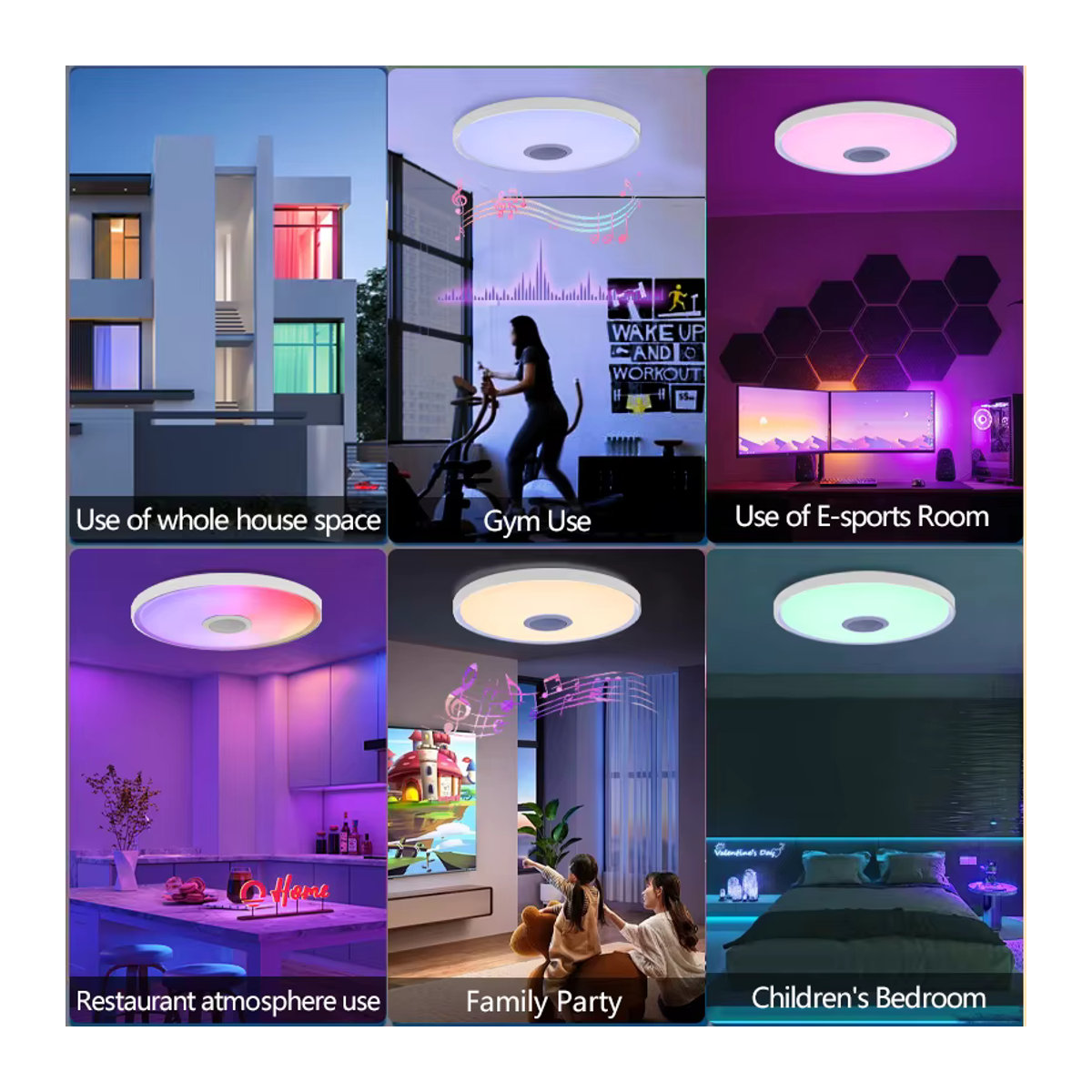 Morden Tuya Smart RGB LED Deckenleuchte mit Lautsprecher, 45W, dimmbar, App-Steuerung und Fernbedienung, runde Deckenlampe in Weiß und Bunt - Bild 6