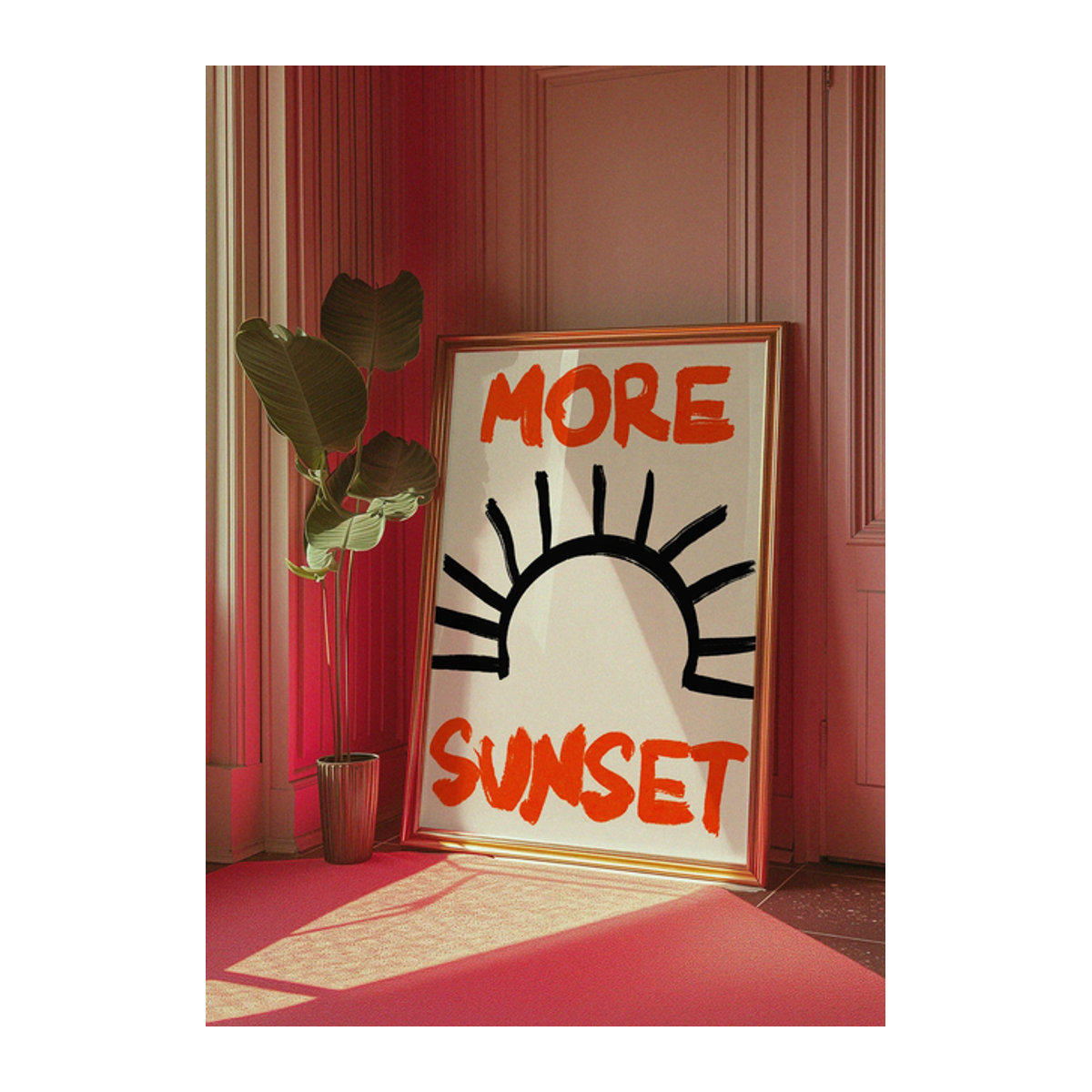 More Sunset Retro Wanddruck-Dekoration aus Metall in Orange und Weiß mit Typografie und Sonnenillustration im Vintage-Stil - Bild 1