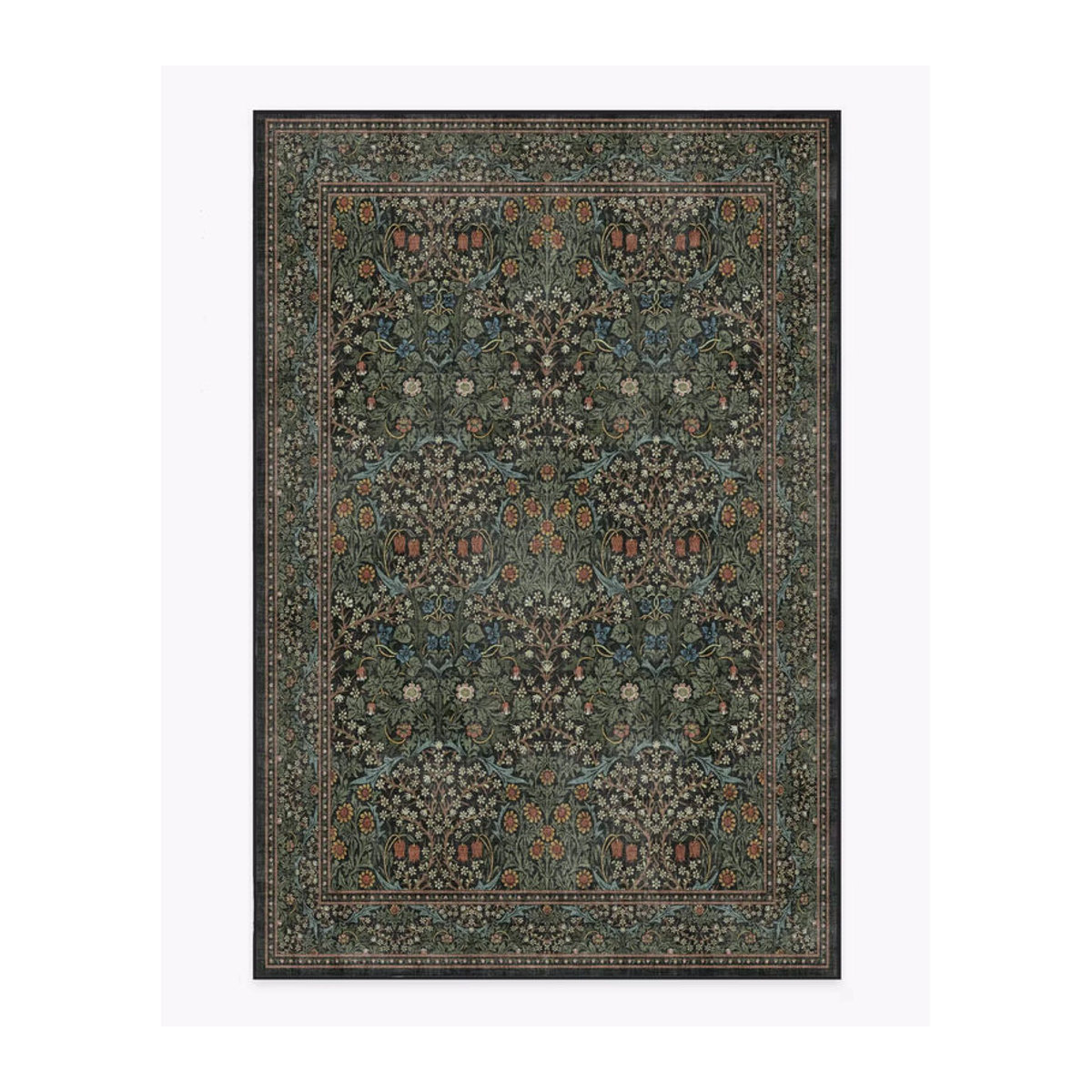 Morris & co. Teppich Black Thorn Forest Green im Maximalist Design für Wohnzimmer und Schlafzimmer - Bild 6