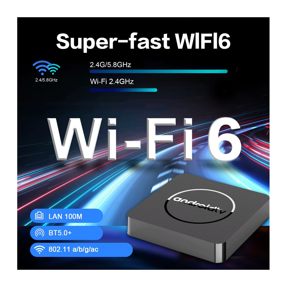 Mortal Smart TV Box H313 Android 14 4K HDR Media Player mit 2GB RAM und 16GB Speicher, Schwarz, 5G Dual Wifi und BT5.2, inklusive Sprachassistent - Bild 4