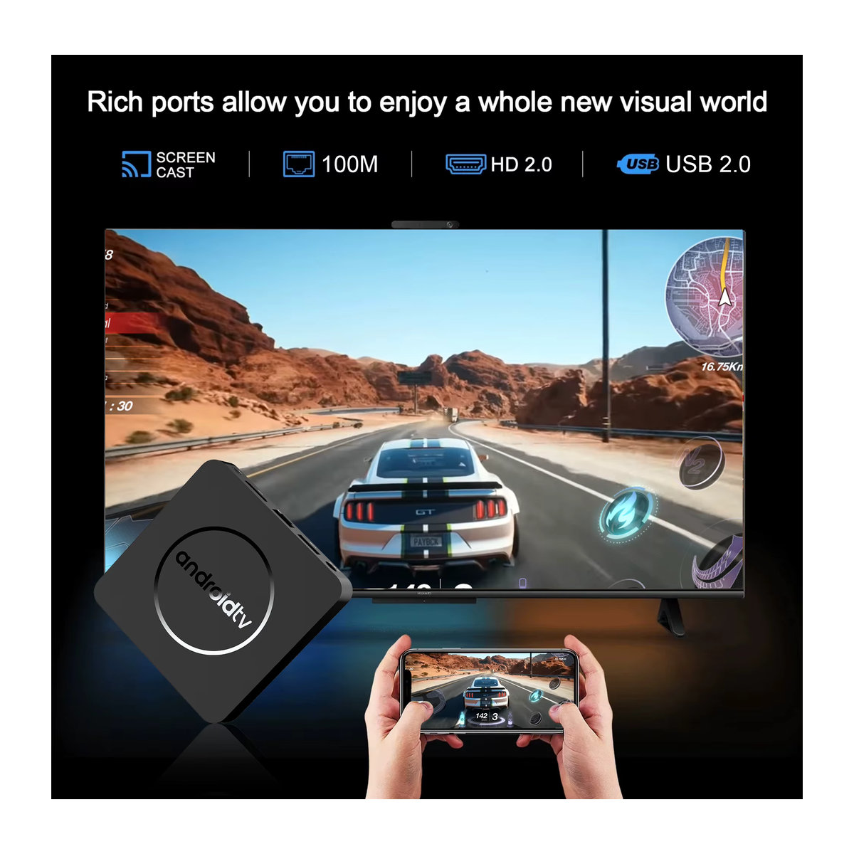 Mortal Smart TV Box H313 Android 14 4K HDR Media Player mit 2GB RAM und 16GB Speicher, Schwarz, 5G Dual Wifi und BT5.2, inklusive Sprachassistent - Bild 6