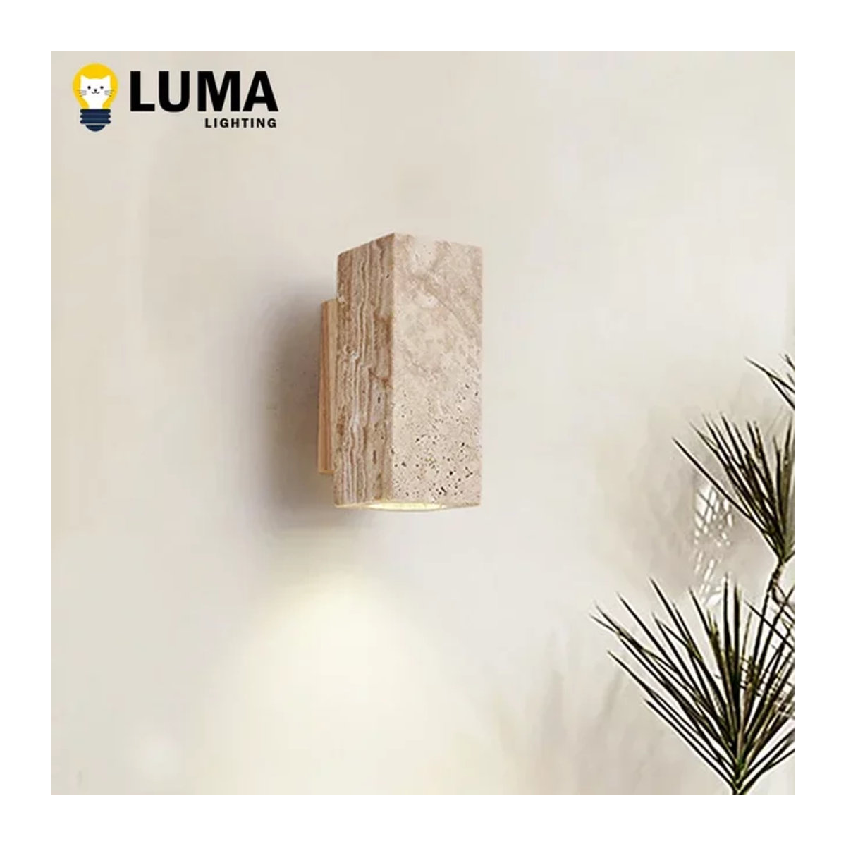 MOSA ZX Designer Wabi Sabi Wandleuchte aus Travertin Kalkstein in Beige mit LED-Beleuchtung - Bild 1