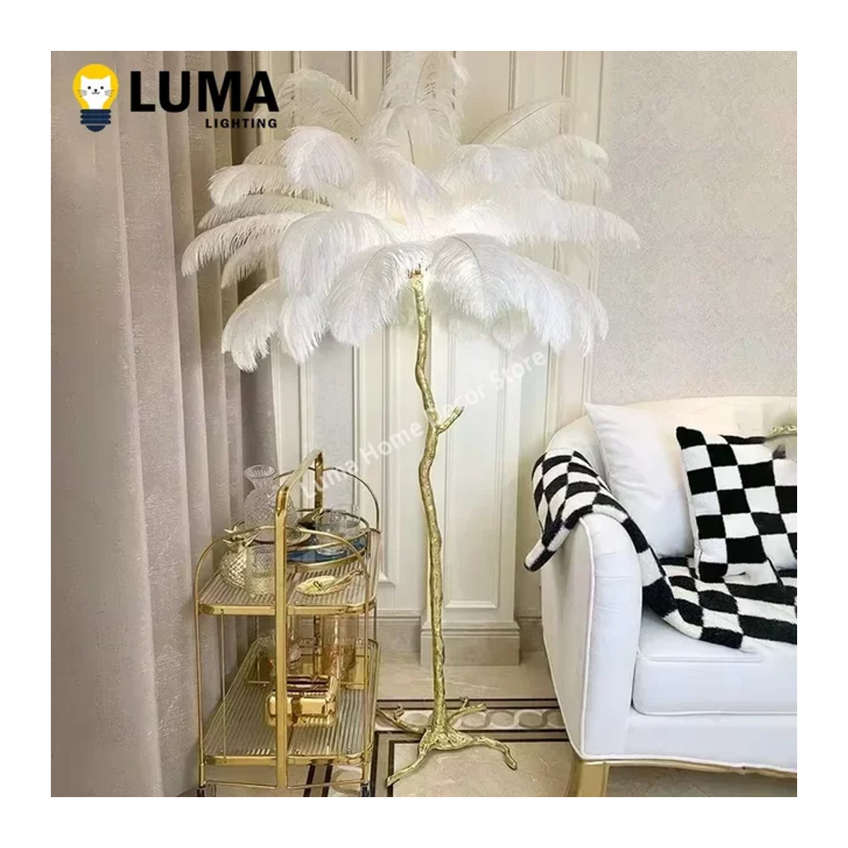 MOSA ZX Moderne Skandinavische LED-Stehleuchte im Feder-Design in Gold, Silber oder Weiß - Bild 1