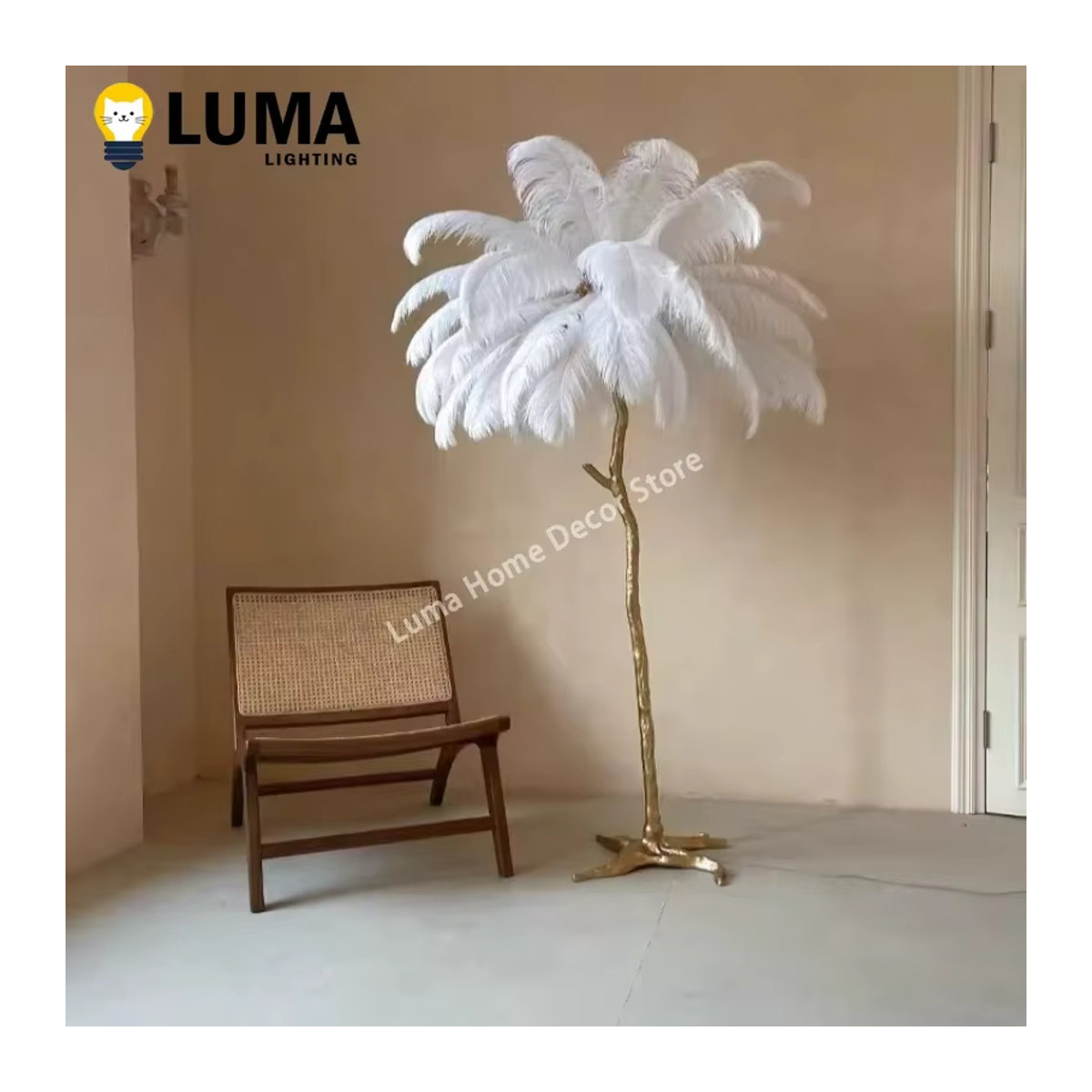 MOSA ZX Moderne Skandinavische LED-Stehleuchte im Feder-Design in Gold, Silber oder Weiß - Bild 2