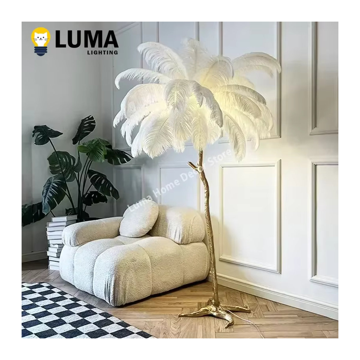 MOSA ZX Moderne Skandinavische LED-Stehleuchte im Feder-Design in Gold, Silber oder Weiß - Bild 3