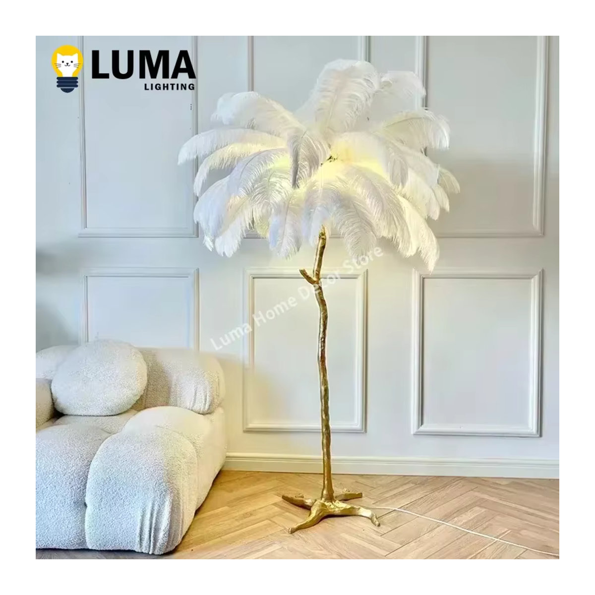 MOSA ZX Moderne Skandinavische LED-Stehleuchte im Feder-Design in Gold, Silber oder Weiß - Bild 4