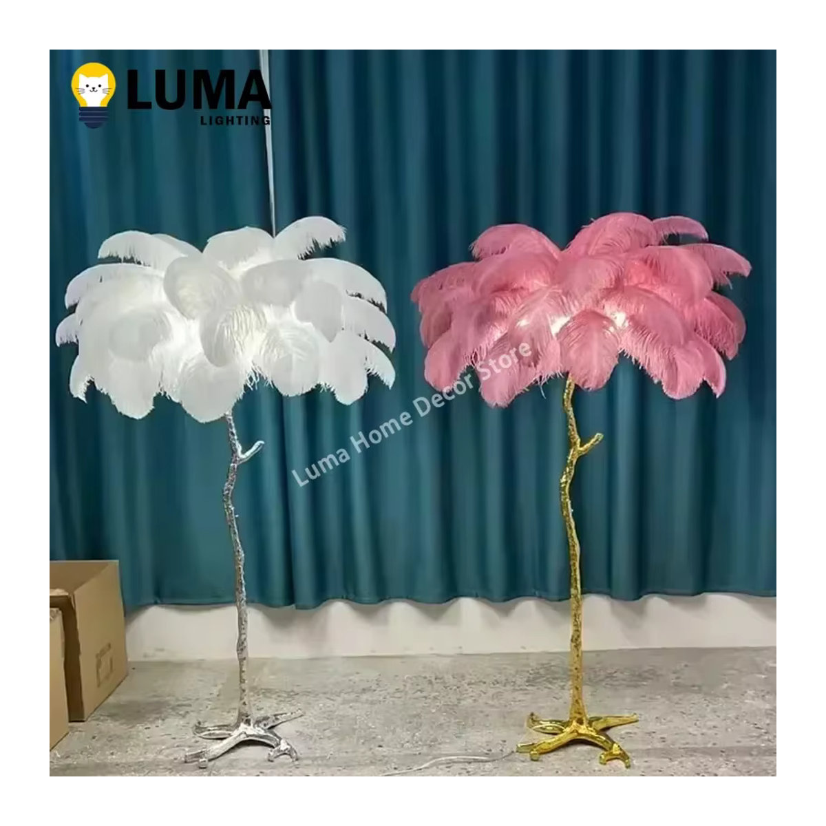 MOSA ZX Moderne Skandinavische LED-Stehleuchte im Feder-Design in Gold, Silber oder Weiß - Bild 5