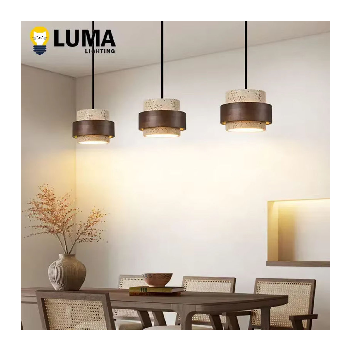 MOSA ZX Wabi Sabi Höhlenstein Pendelleuchte aus Naturstein in Gelb und Beige mit E27 Fassung für minimalistische Dekoration in Esszimmer oder Küche - Bild 2