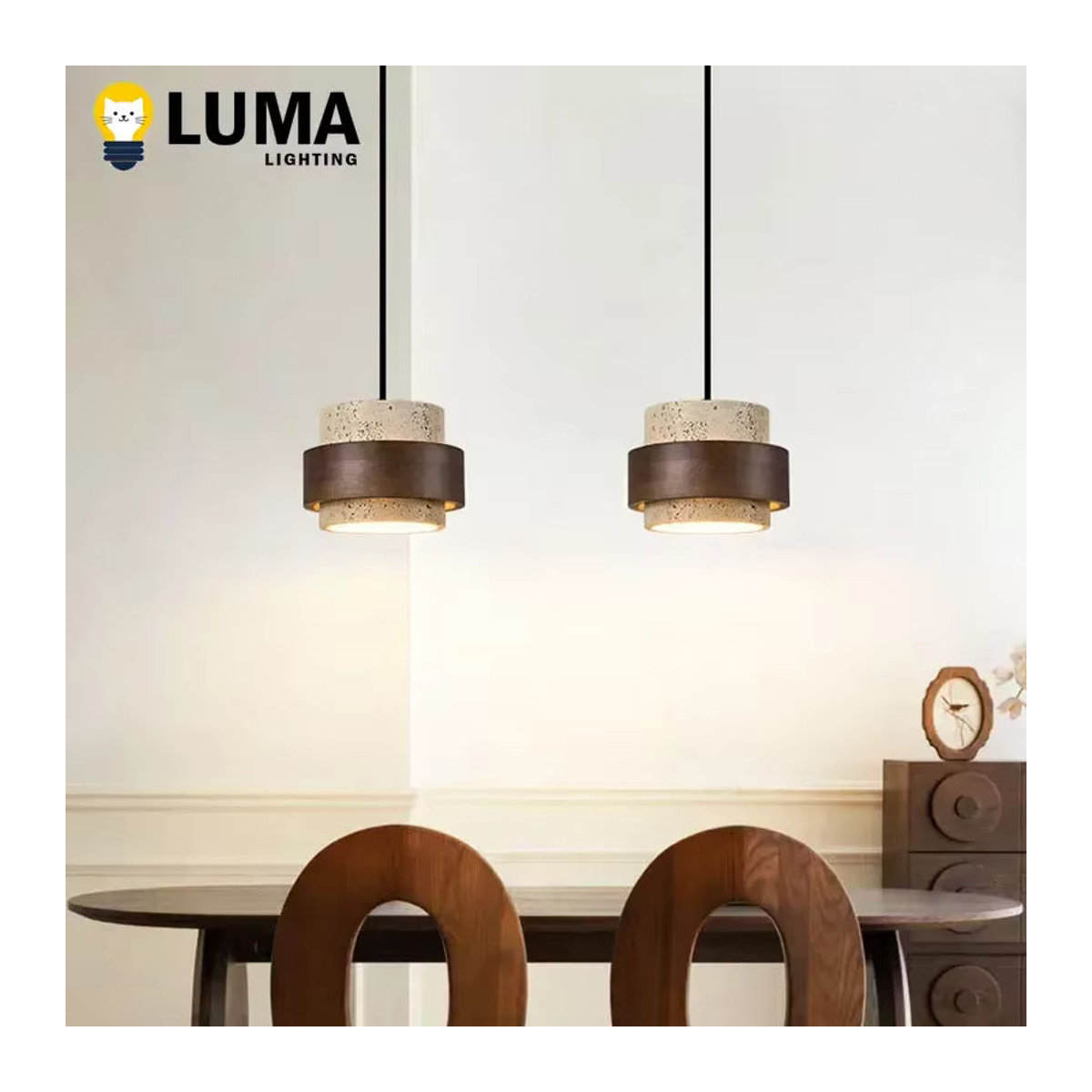 MOSA ZX Wabi Sabi Höhlenstein Pendelleuchte aus Naturstein in Gelb und Beige mit E27 Fassung für minimalistische Dekoration in Esszimmer oder Küche - Bild 3