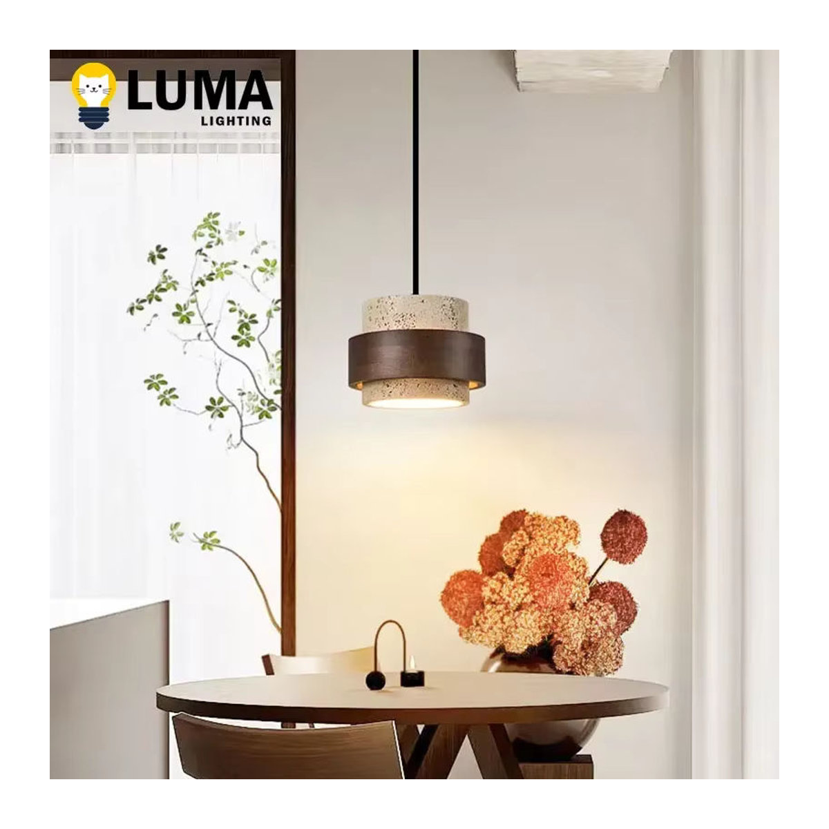 MOSA ZX Wabi Sabi Höhlenstein Pendelleuchte aus Naturstein in Gelb und Beige mit E27 Fassung für minimalistische Dekoration in Esszimmer oder Küche - Bild 4
