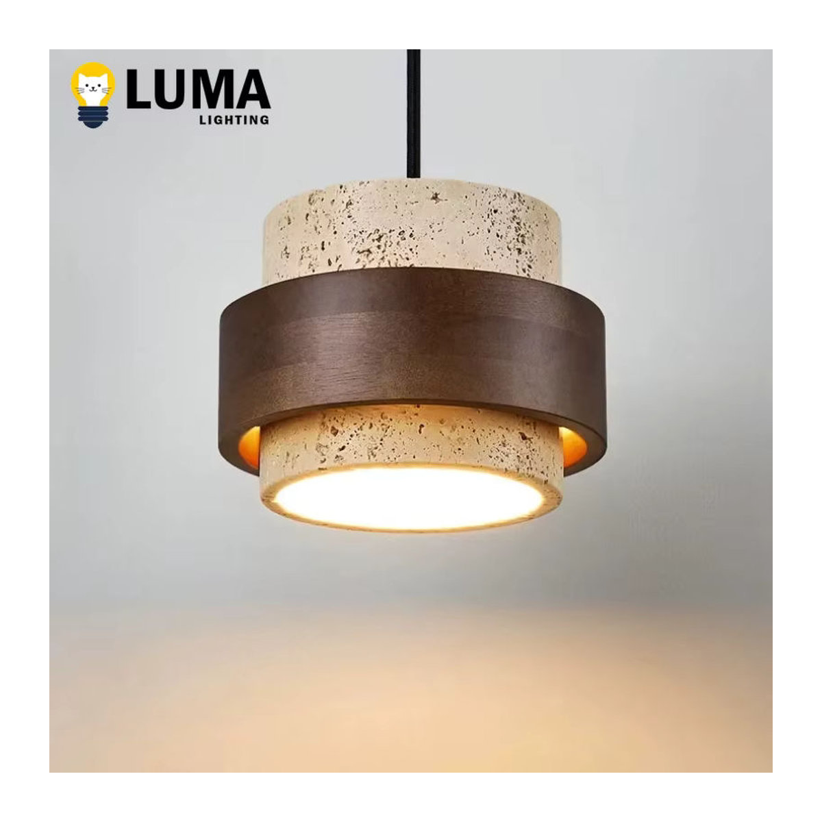 MOSA ZX Wabi Sabi Höhlenstein Pendelleuchte aus Naturstein in Gelb und Beige mit E27 Fassung für minimalistische Dekoration in Esszimmer oder Küche - Bild 5