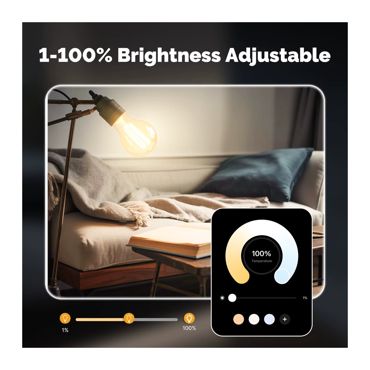 MOSE Smart Glühlampe E27 Tuya Matter WiFi Dimmbar Weiß mit App-Fernbedienung und Sprachsteuerung für Alexa und Google Home - Bild 3
