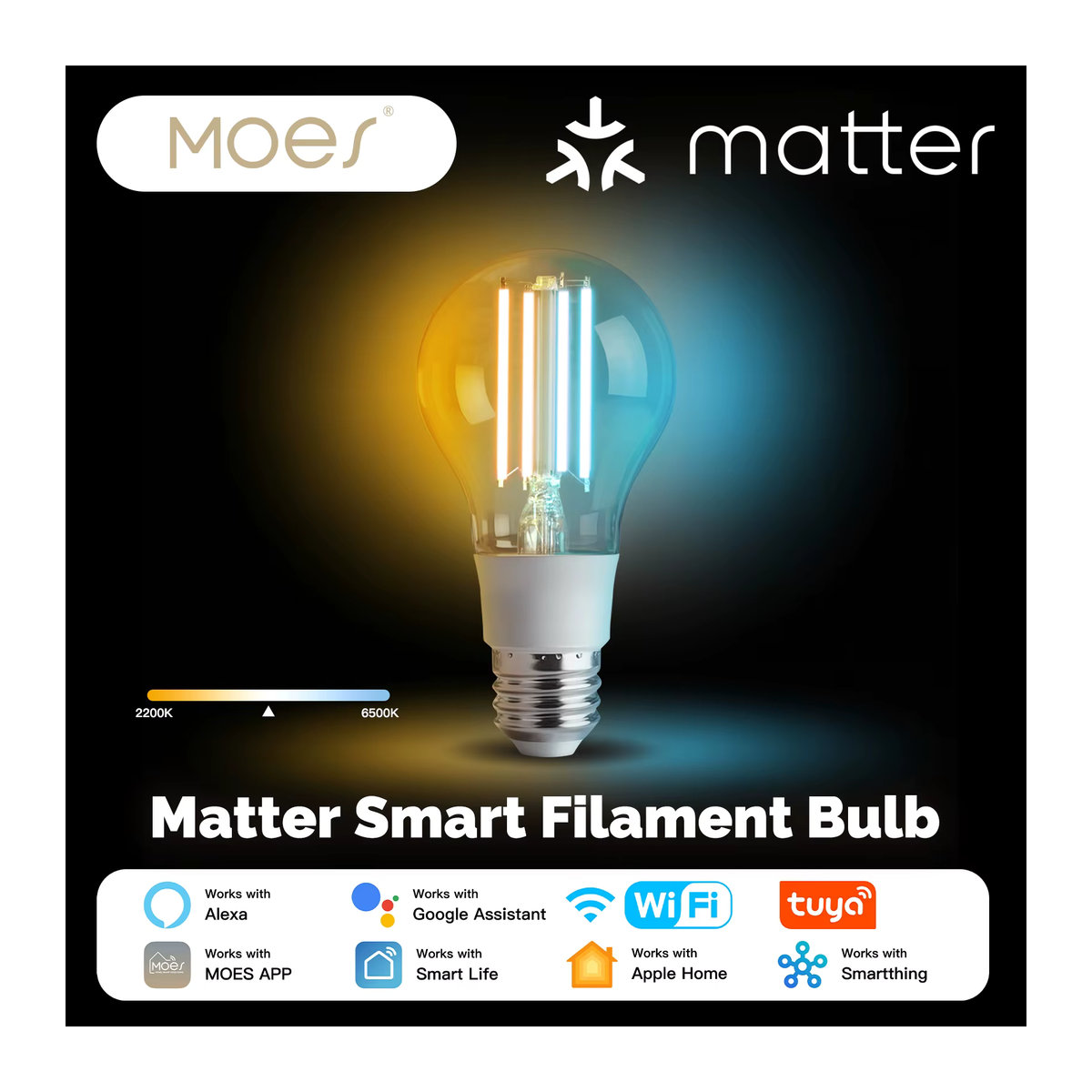 MOSE Smart Glühlampe E27 Tuya Matter WiFi Dimmbar Weiß mit App-Fernbedienung und Sprachsteuerung für Alexa und Google Home - Bild 7