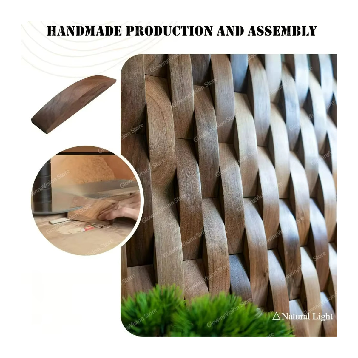 Mosecor 3D-Mosaik-Wandpaneel aus Holz in Schwarz und Braun, geometrische Wanddekoration im modernen Design - Bild 5