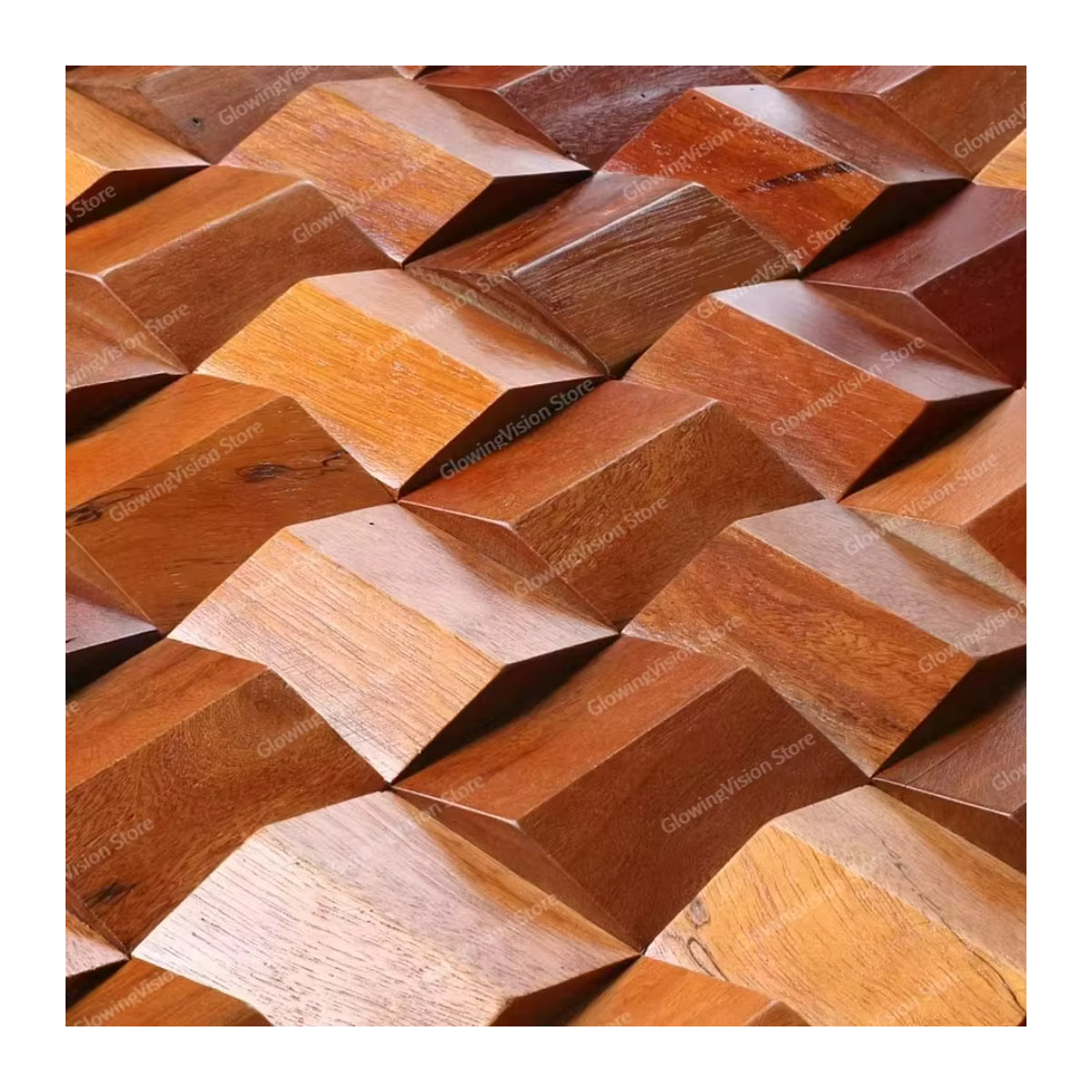 Mosecor Akustikplatte Holz Wandverkleidung als Diffusor Mosaik Fliesen in Braun und Rot, quadratisch und modern gestaltet - Bild 3