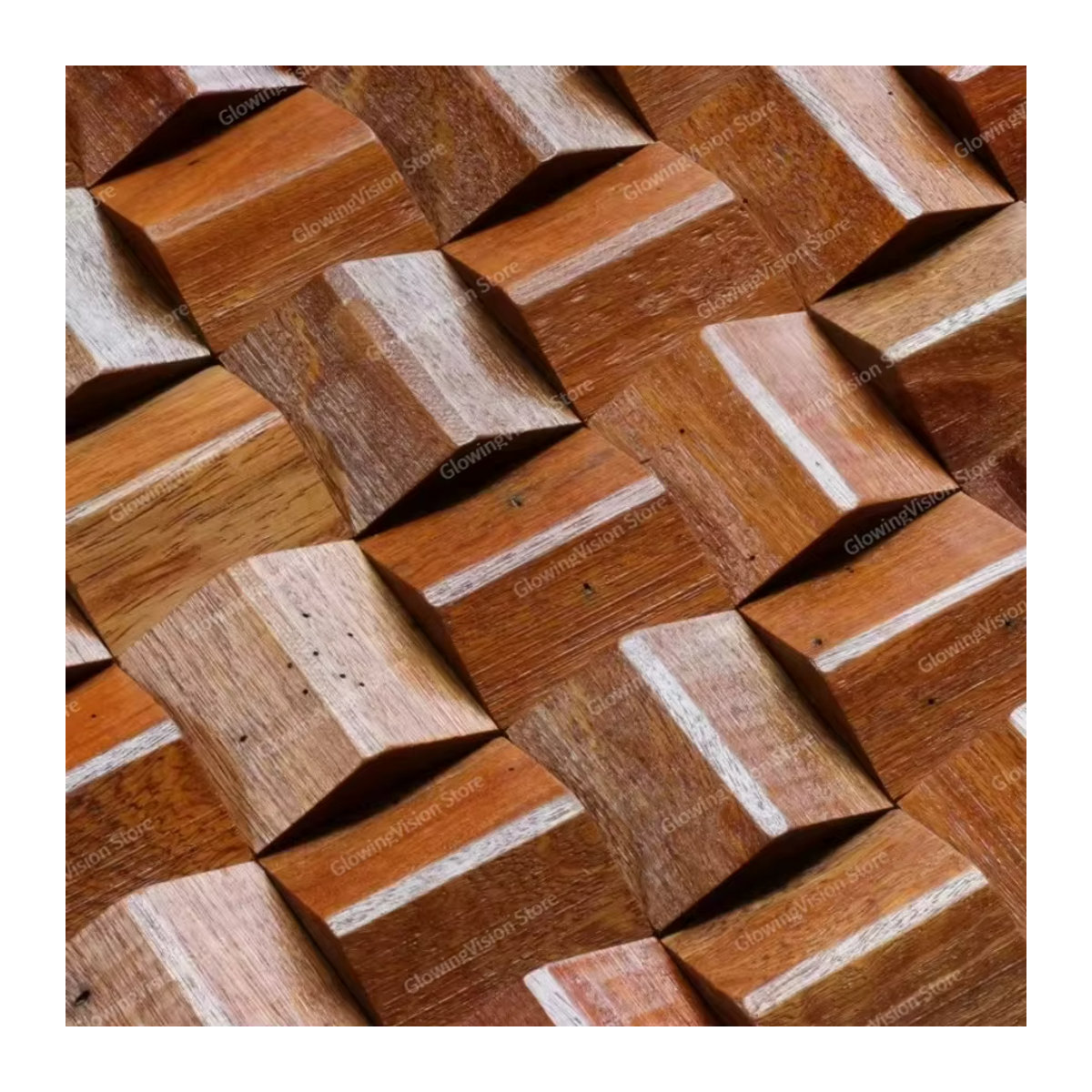 Mosecor Akustikplatte Holz Wandverkleidung als Diffusor Mosaik Fliesen in Braun und Rot, quadratisch und modern gestaltet - Bild 4