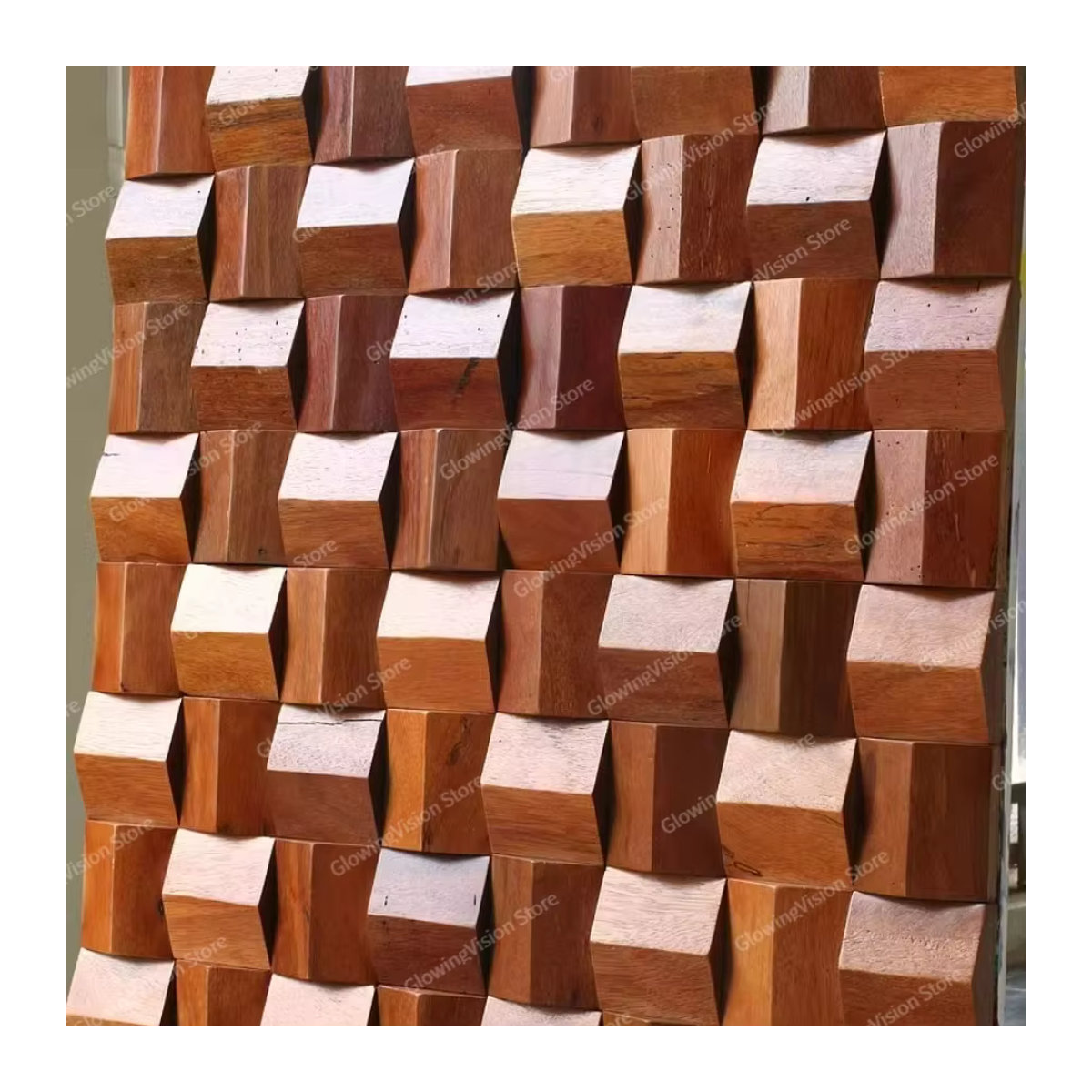 Mosecor Akustikplatte Holz Wandverkleidung als Diffusor Mosaik Fliesen in Braun und Rot, quadratisch und modern gestaltet - Bild 5