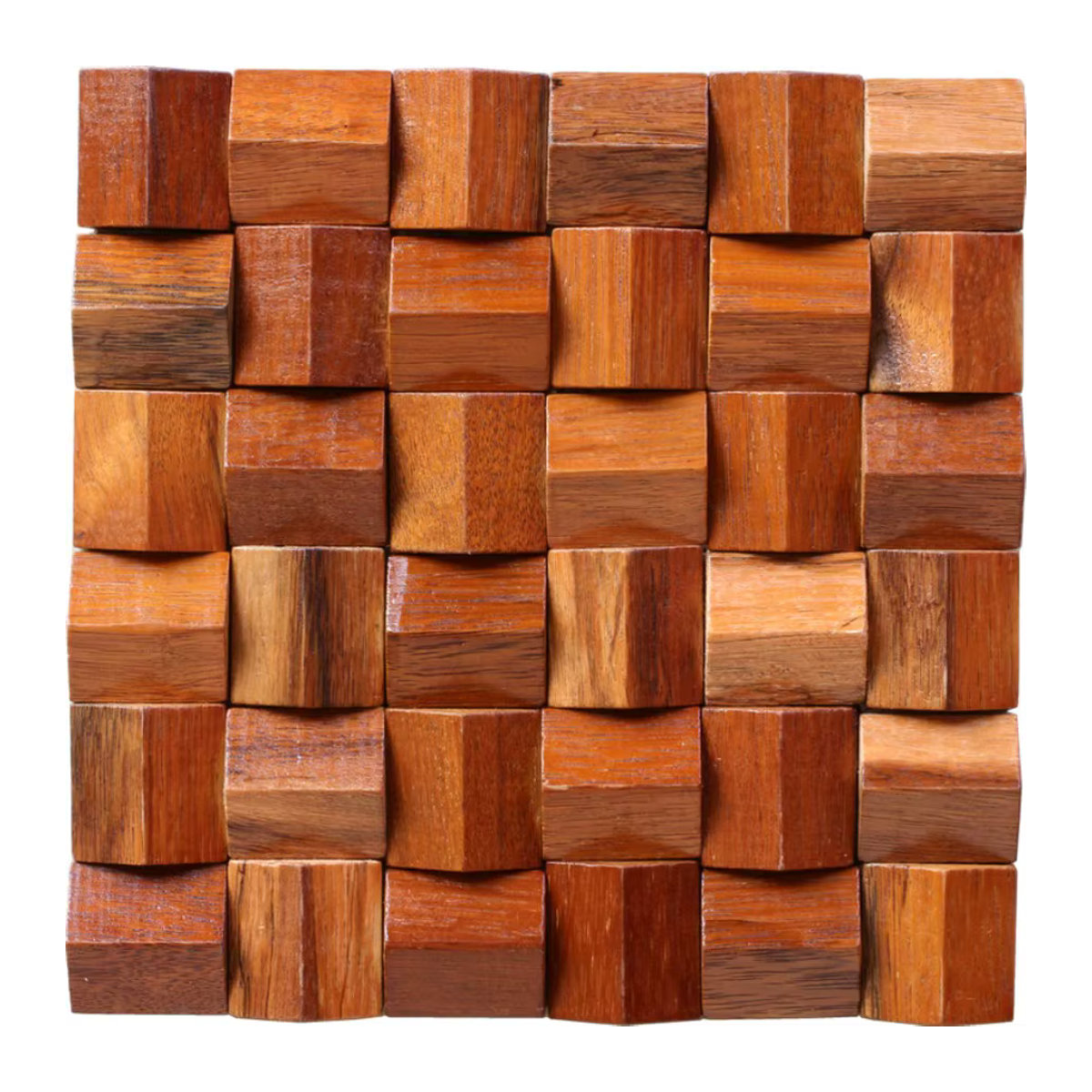 Mosecor Akustikplatte Holz Wandverkleidung als Diffusor Mosaik Fliesen in Braun und Rot, quadratisch und modern gestaltet - Bild 6