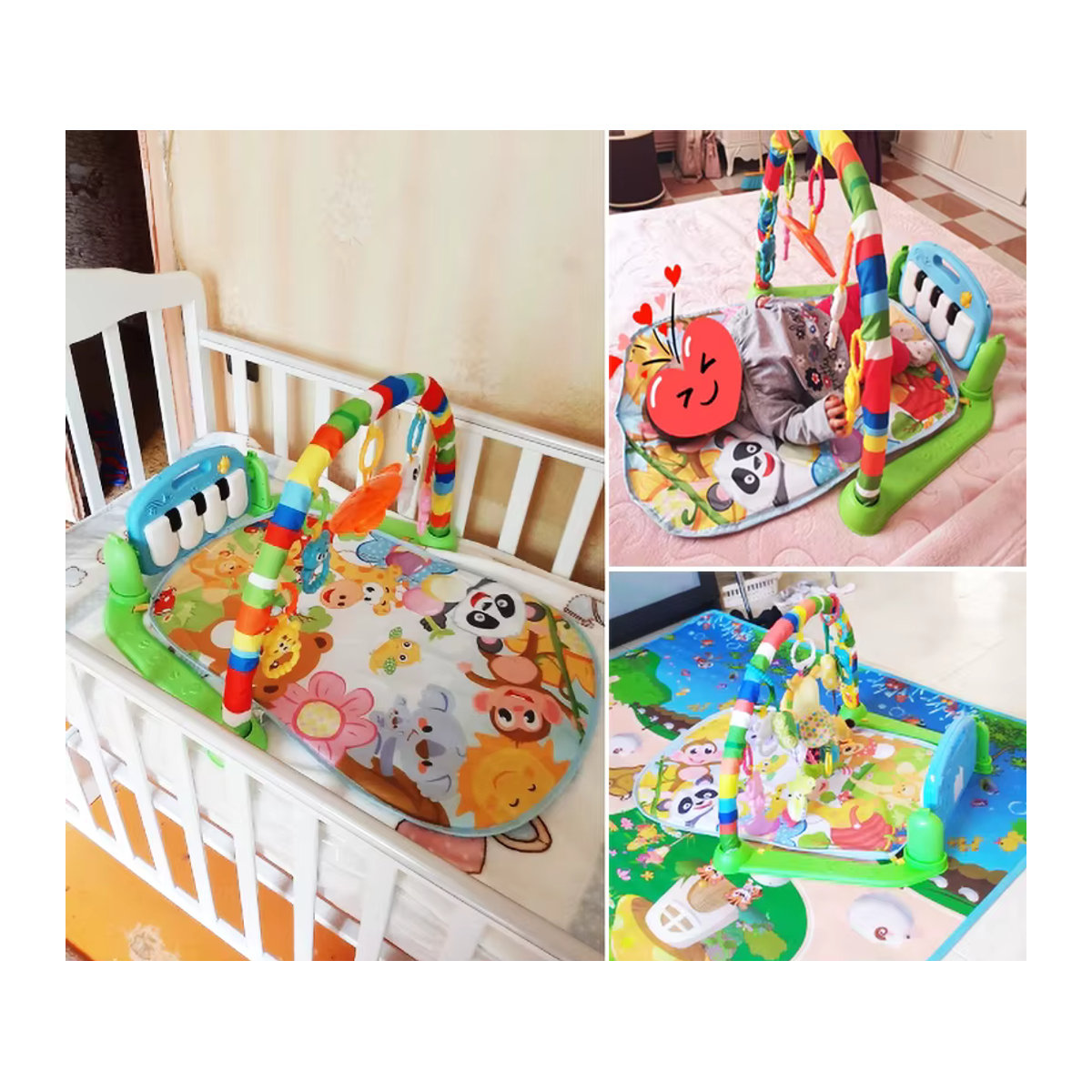 MoShuBe Baby Aktivität Gym Rack mit Musik und Klavier-Tastatur, Spielmatte für Babys in Rosa und Mehrfarbig - Bild 3