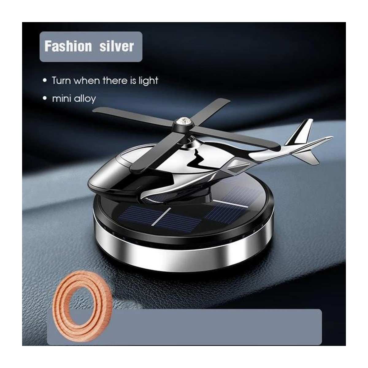 Motorgo Premium Solar Hubschrauber Auto Duftspender mit drehender Aromatherapie Dekoration in Gold - Bild 1