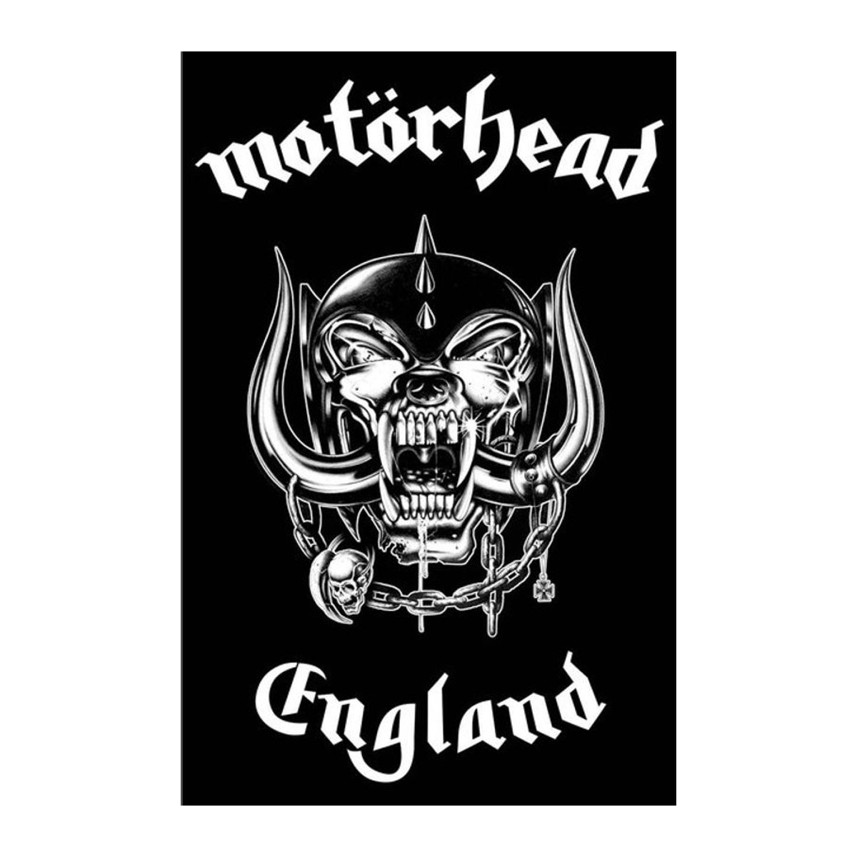 Motörhead England Textilplakat in Weiß und Schwarz, Breite: 106 cm - Bild 1