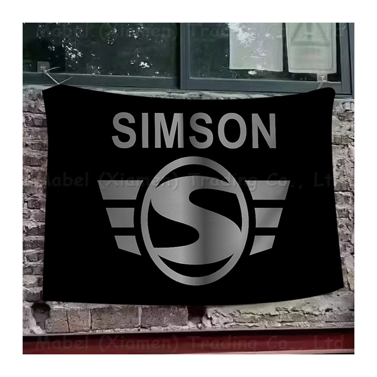 Motorrad Camping Flagge aus Textil in Schwarz mit Stange - Bild 1