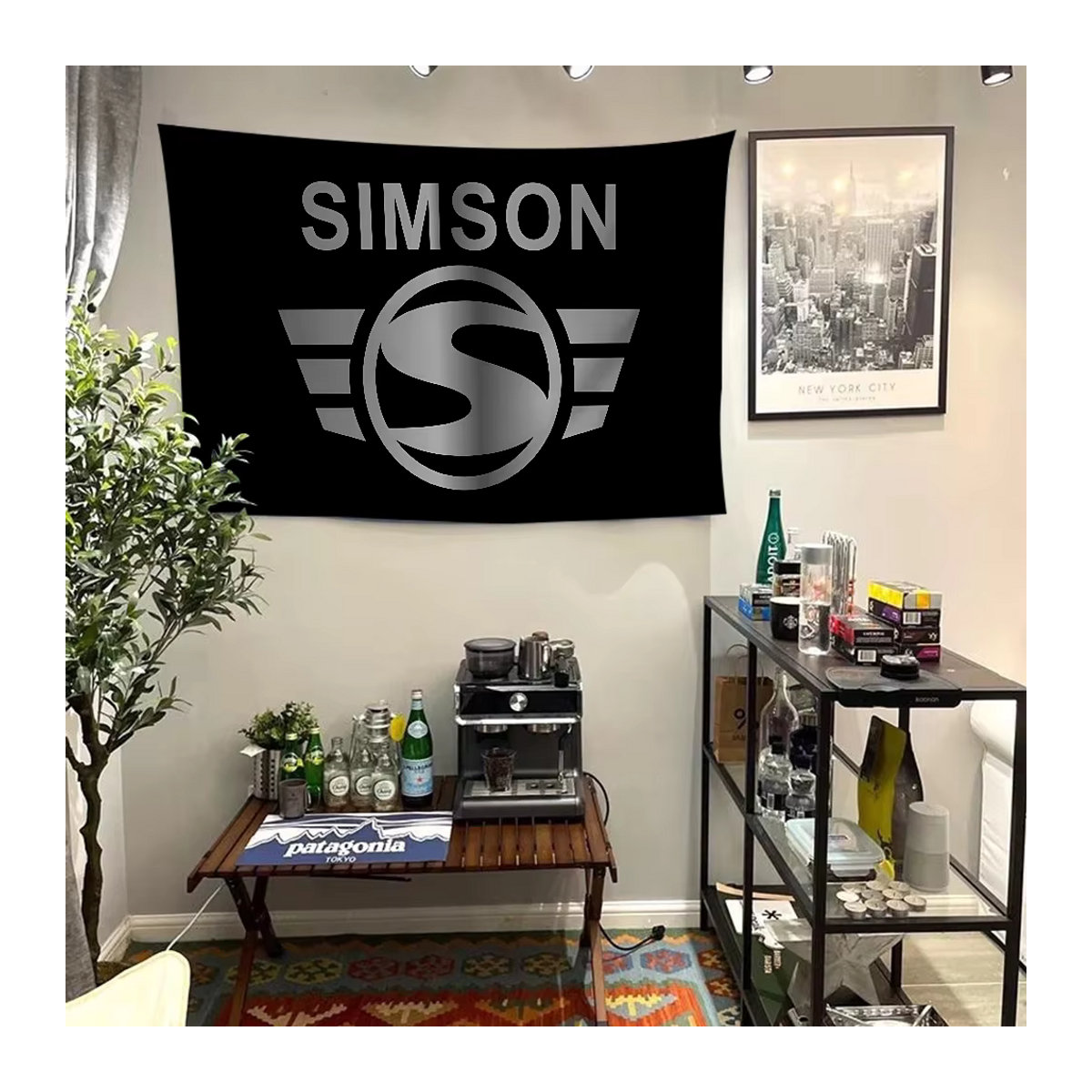 Motorrad Camping Flagge aus Textil in Schwarz mit Stange - Bild 2