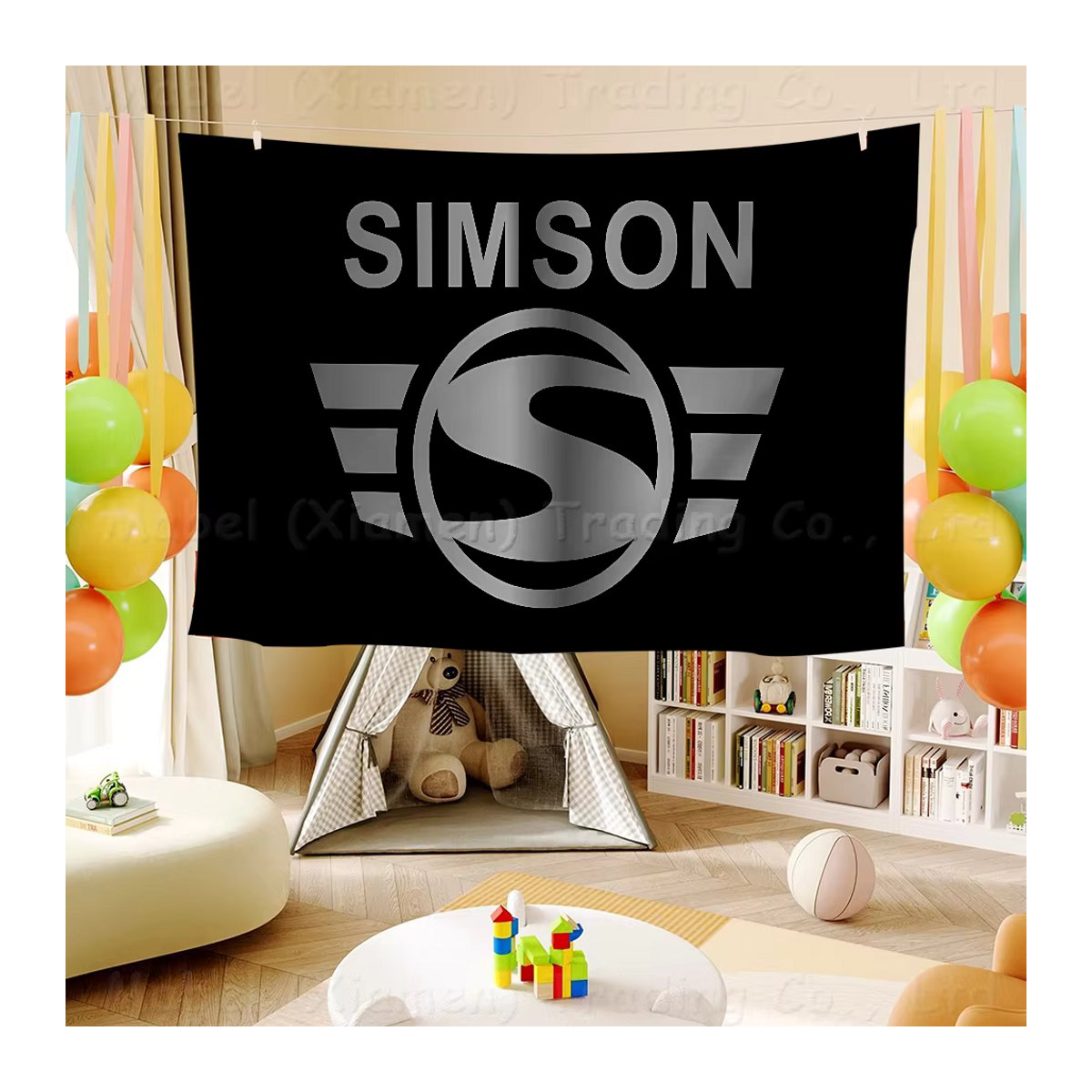 Motorrad Camping Flagge aus Textil in Schwarz mit Stange - Bild 4