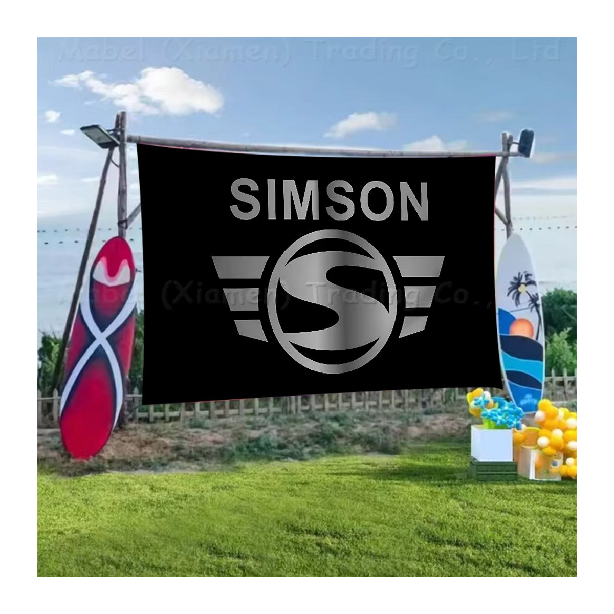 Motorrad Camping Flagge aus Textil in Schwarz mit Stange - Bild 5