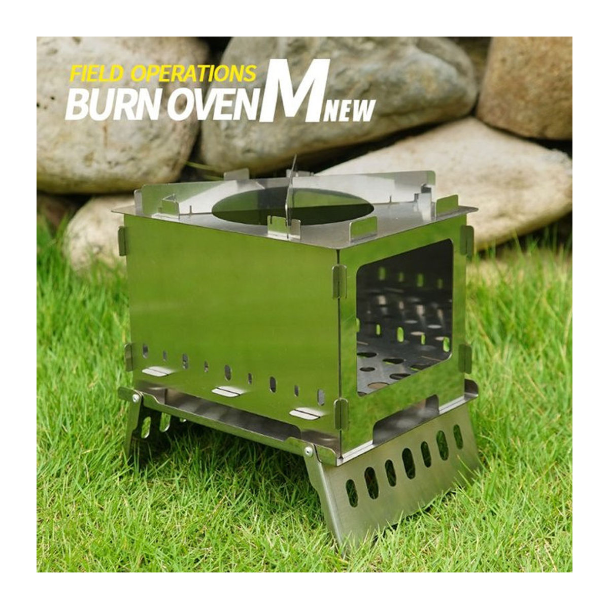 MOUNTAINHIKER Tragbarer Camping Grill aus Edelstahl in Gelb für Outdoor und Picknick - Bild 1