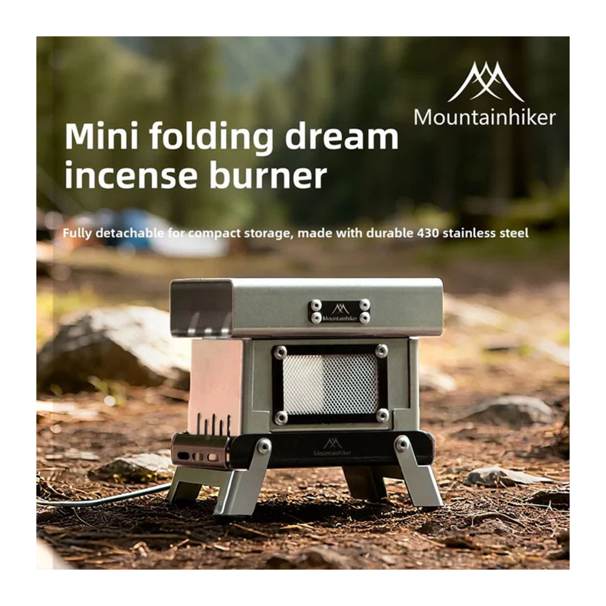 MOUNTAINHIKER Tragbarer Camping Weihrauchbrenner aus Metall in Silber für Aromatherapie und Kohleofen - Bild 1
