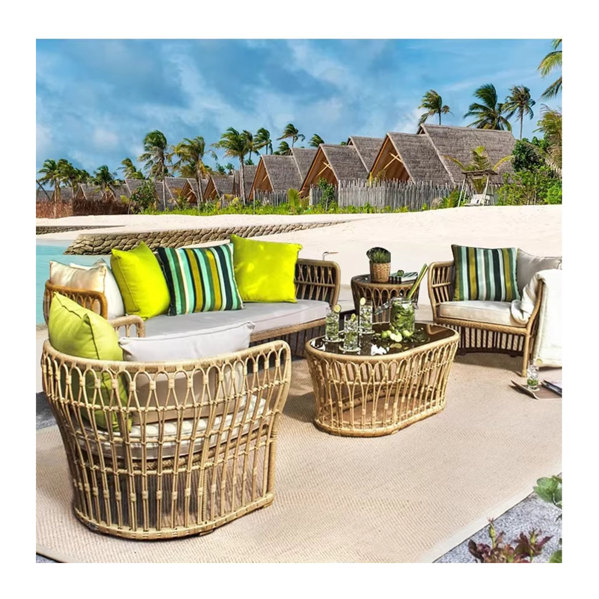 Moveis Jardim Modernes Rattan Gartenmöbel-Set in Braun und Beige - Bild 1