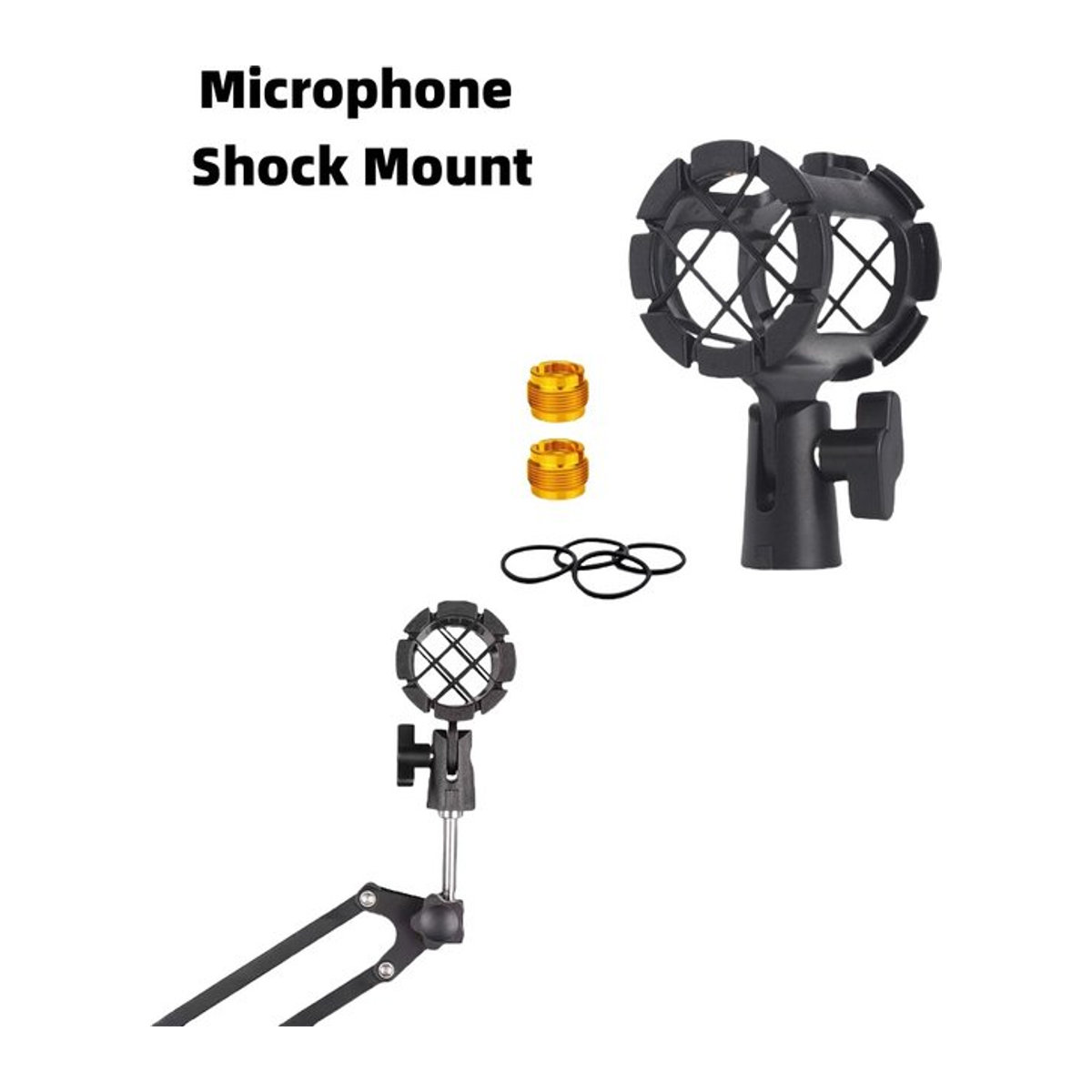 MovingMic Mikrofon Stoßdämpfer Anti-Vibrations-Halterung als universeller Ständer für Kondensatormikrofone in Schwarz - Bild 1