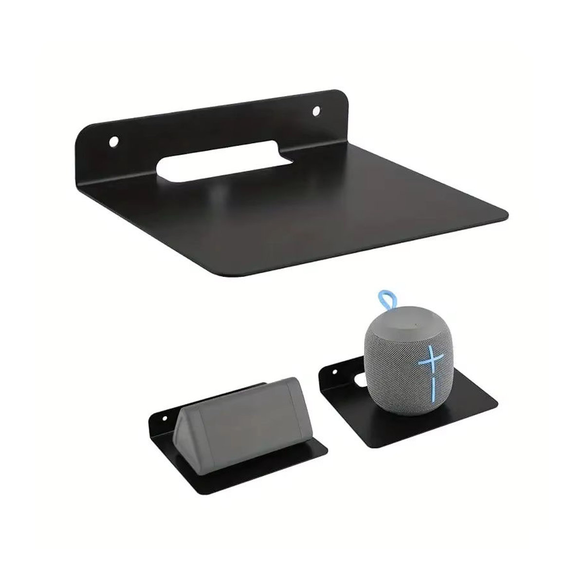 MovingMic Wandregal aus Metall in Schwarz für Lautsprecher und Router, minimalistische wandmontierte Halterung - Bild 7