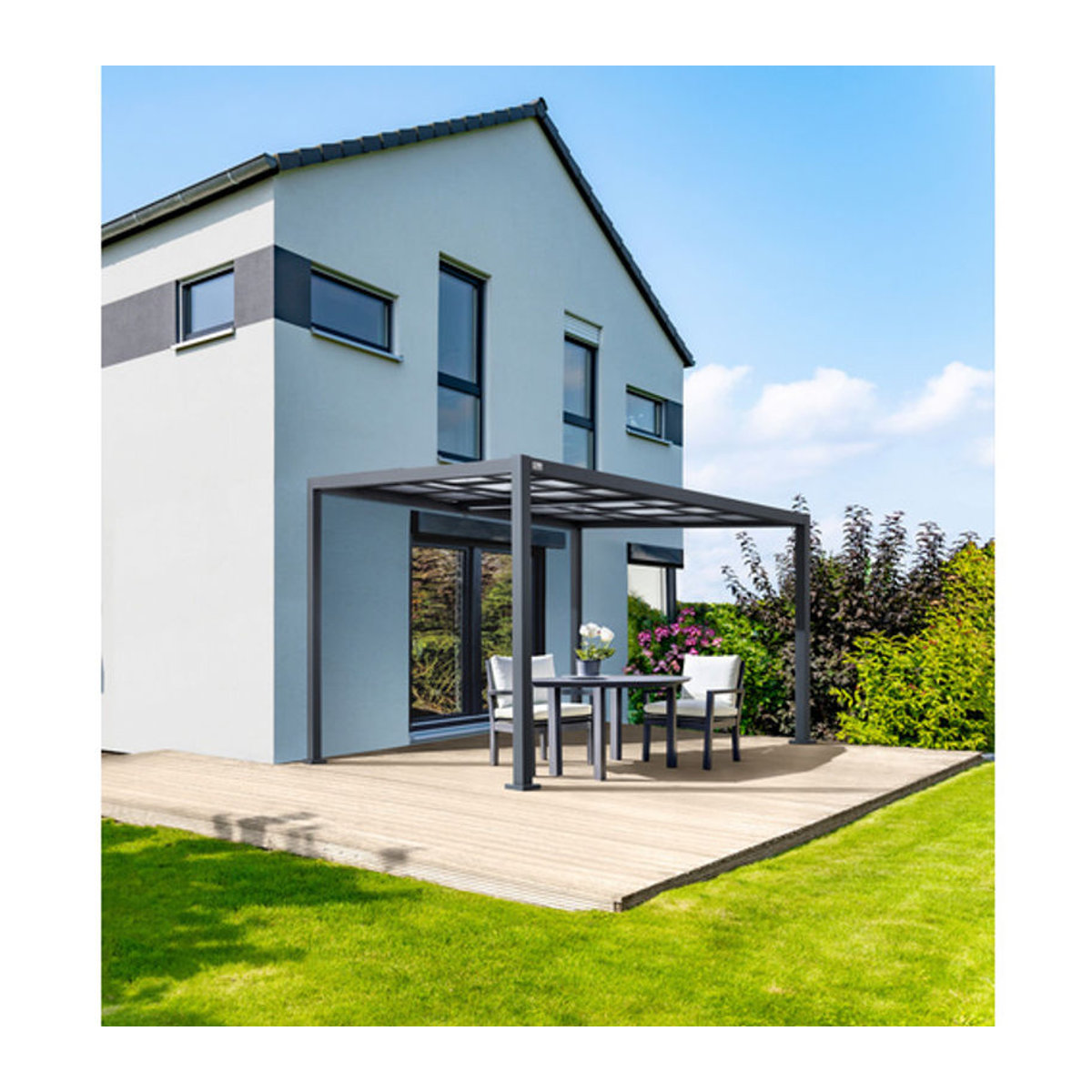 Mr. GARDENER Terrassenüberdachung aus Aluminium und Polycarbonat in Anthrazit-Grau, B/H/T: 392 x 262 x 305 cm - Bild 3