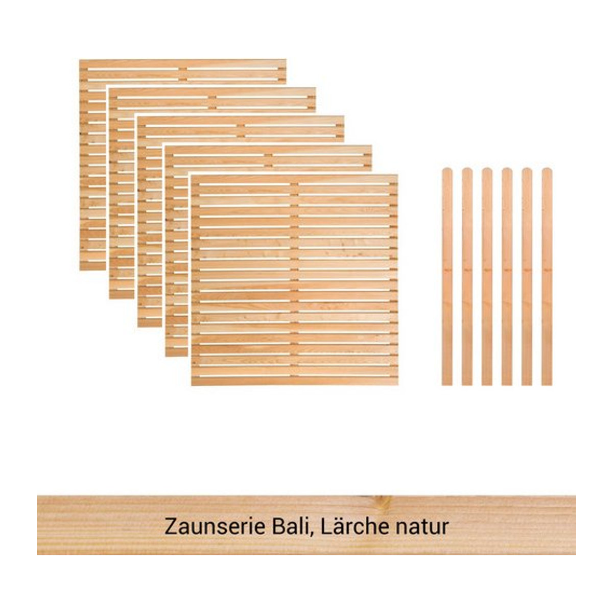 Mr. GARDENER Zaunset Bali aus Lärche, 11er Set mit 5 Grundelementen und 6 Pfosten, naturbelassen - Bild 1
