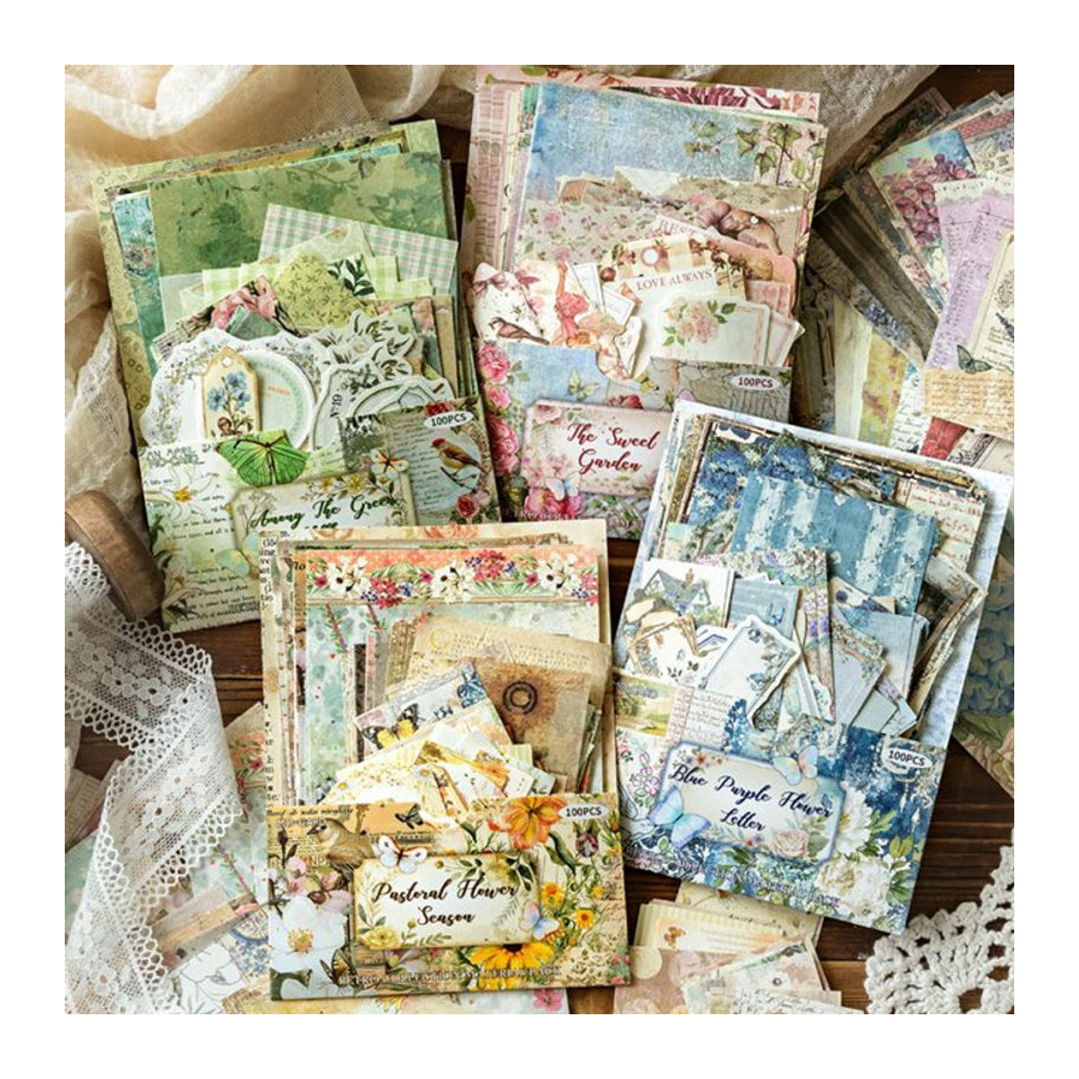 Mr. Paper Dekoratives Blumenpapier in Vintage-Optik, 100 Blatt, Mehrfarbig - Bild 1