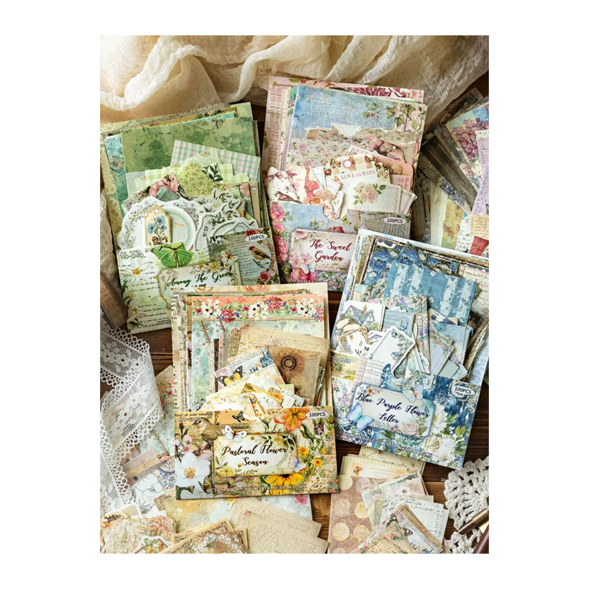 Mr. Paper Dekoratives Blumenpapier in Vintage-Optik, 100 Blatt, Mehrfarbig - Bild 5