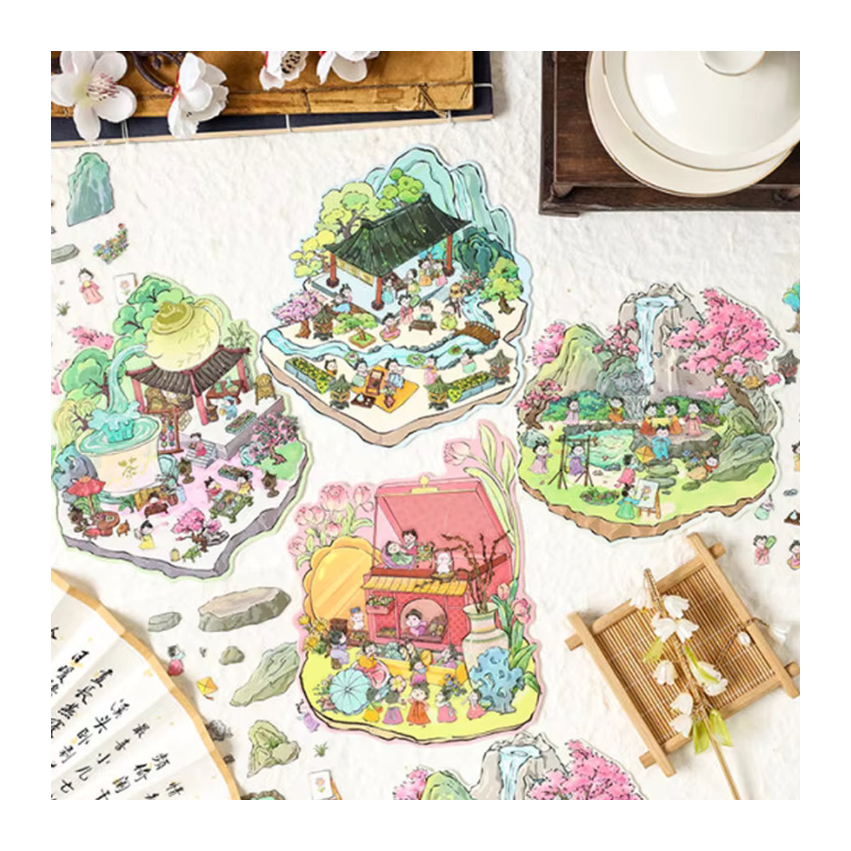 Mr Paper Garden Theme Landschaftsbau-Aufkleber für DIY-Miniaturszenen, 12 Stück, floral und mehrfarbig - Bild 2
