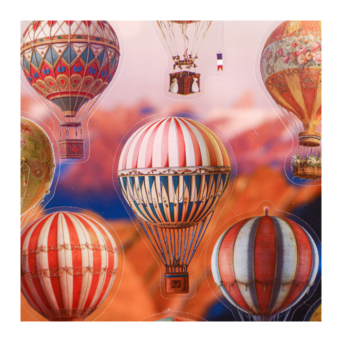 Mr. Paper Heißluftballon Aufkleberset mit floralem Vintage-Design, 20 Blatt, mehrfarbig - Bild 1