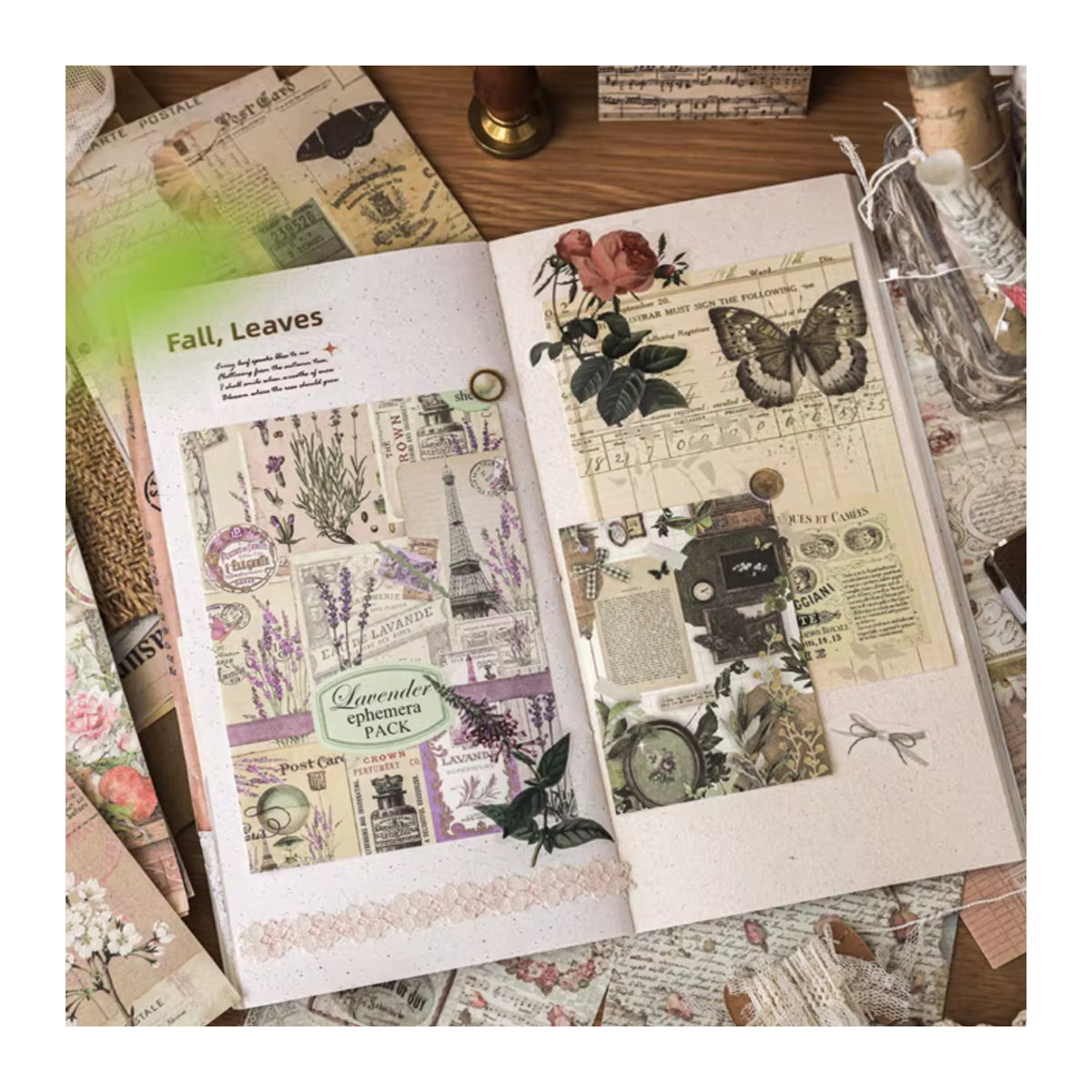 Mr. Paper Retro Vintage Bastelpapier Set mit Blumen und Schmetterlingen, 100 Stück, Mehrfarbig - Bild 4